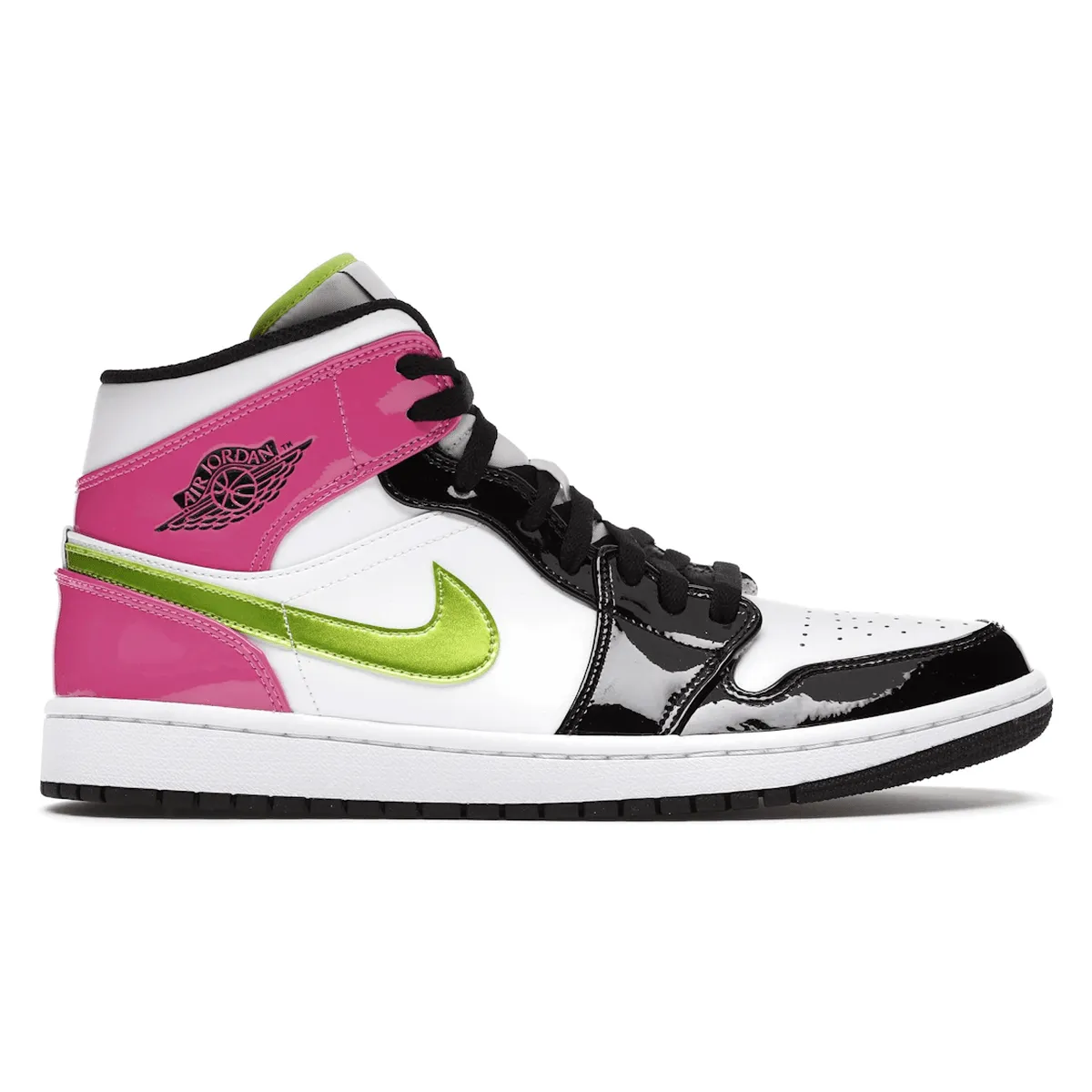 Air Jordan 1 Mid White Black Cyber Pink Light Foam Layer Flexible Motion