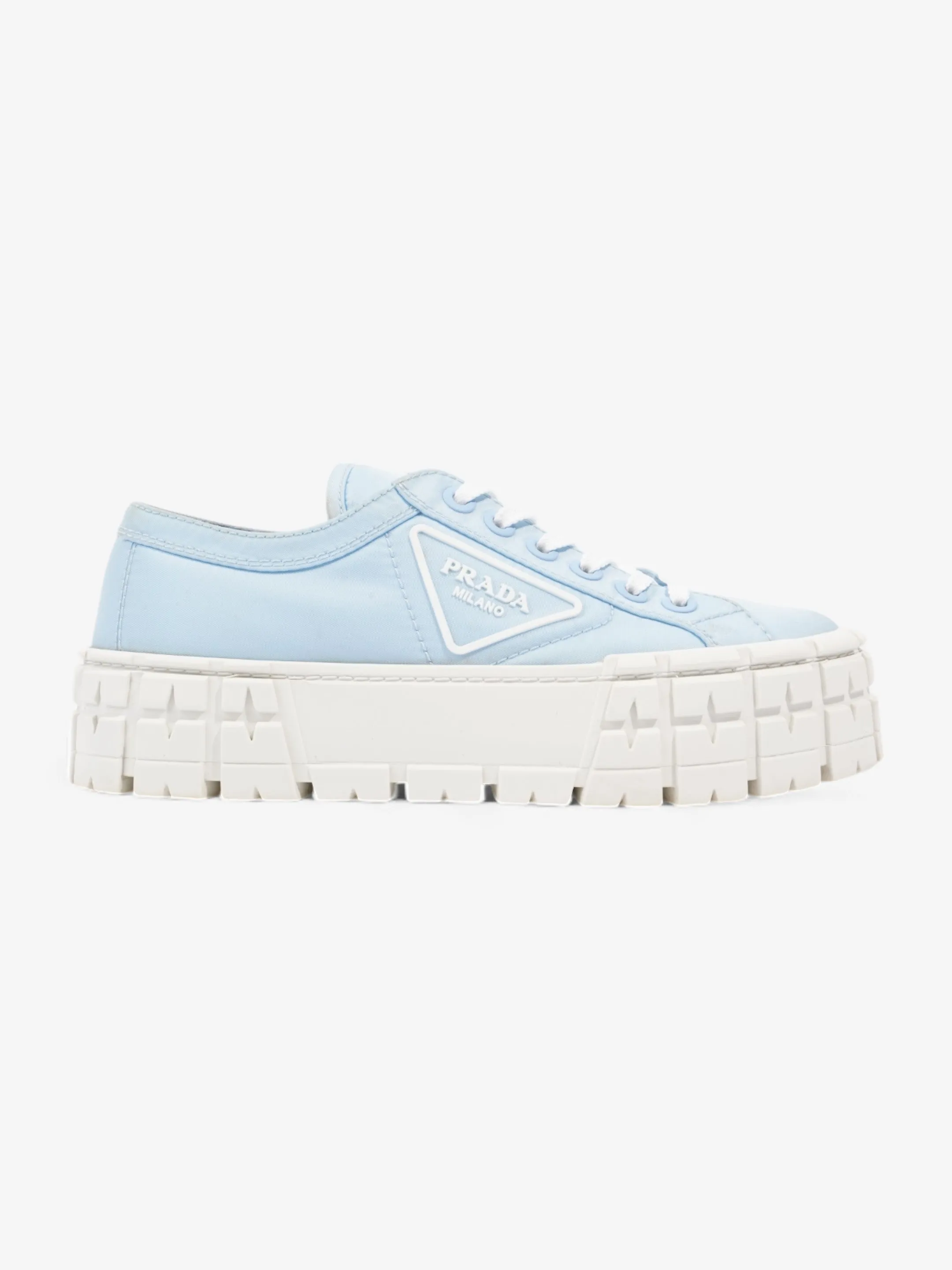 Prada Double Wheel Re-Nylon Sneakers Light blue / White Re Nylon EU 37.5 UK 4.5 Urban Minimal Flow