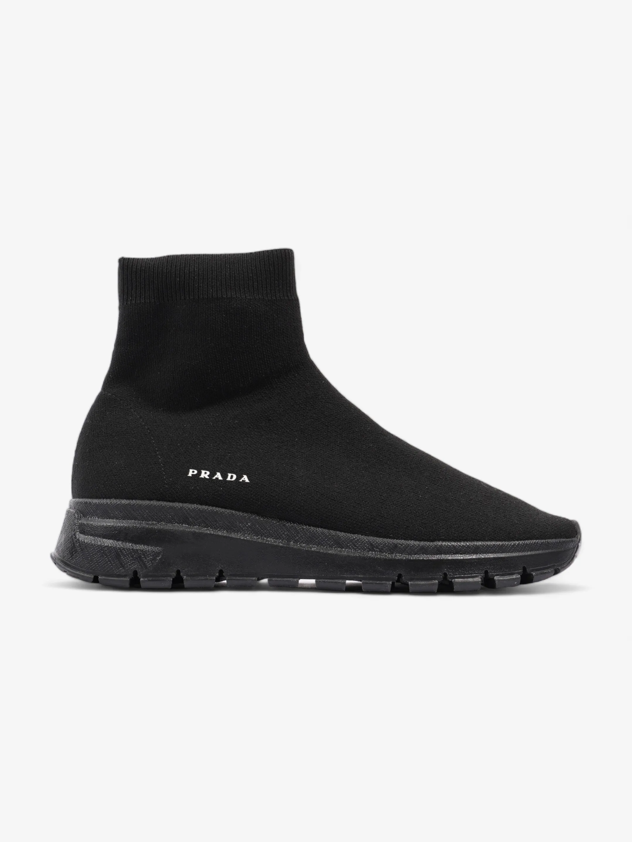 Prada High Top Sock Sneakers Black Cotton EU 39 UK 6 Sturdy