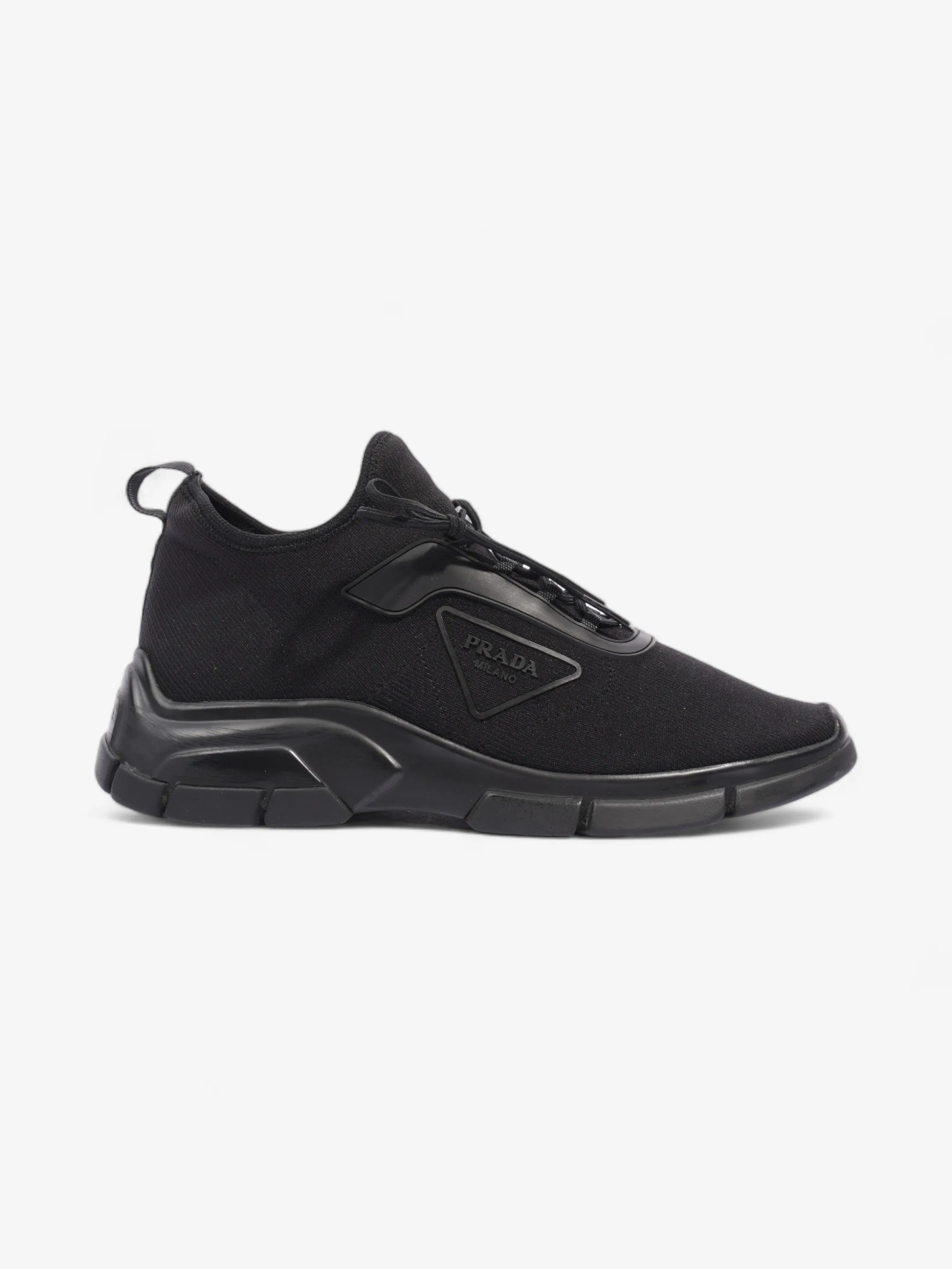 Prada Logo Running Sneakers Black Knit EU 40 UK 6 Neutral Base