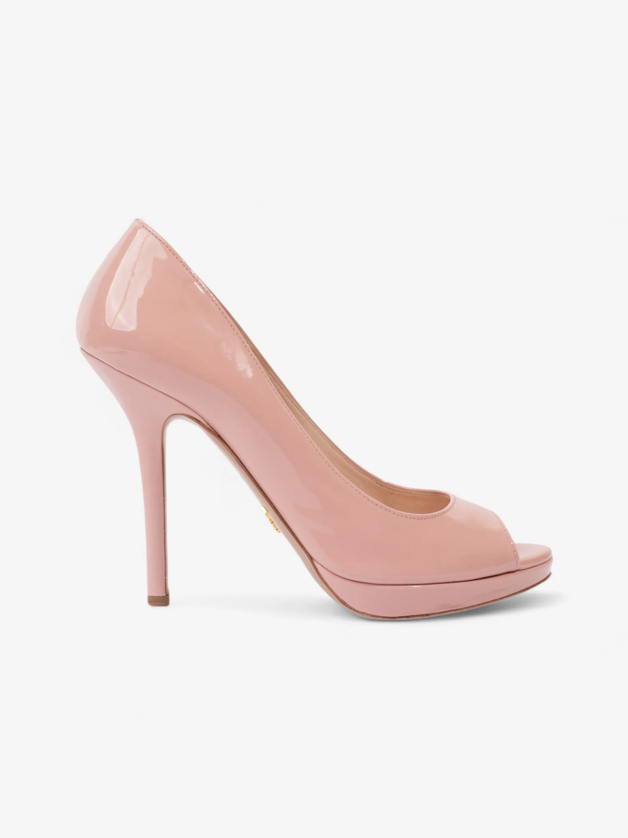 Prada Peep Toe Heels 100 Pink Patent Leather EU 40.5 UK 7.5 Comfortable fit