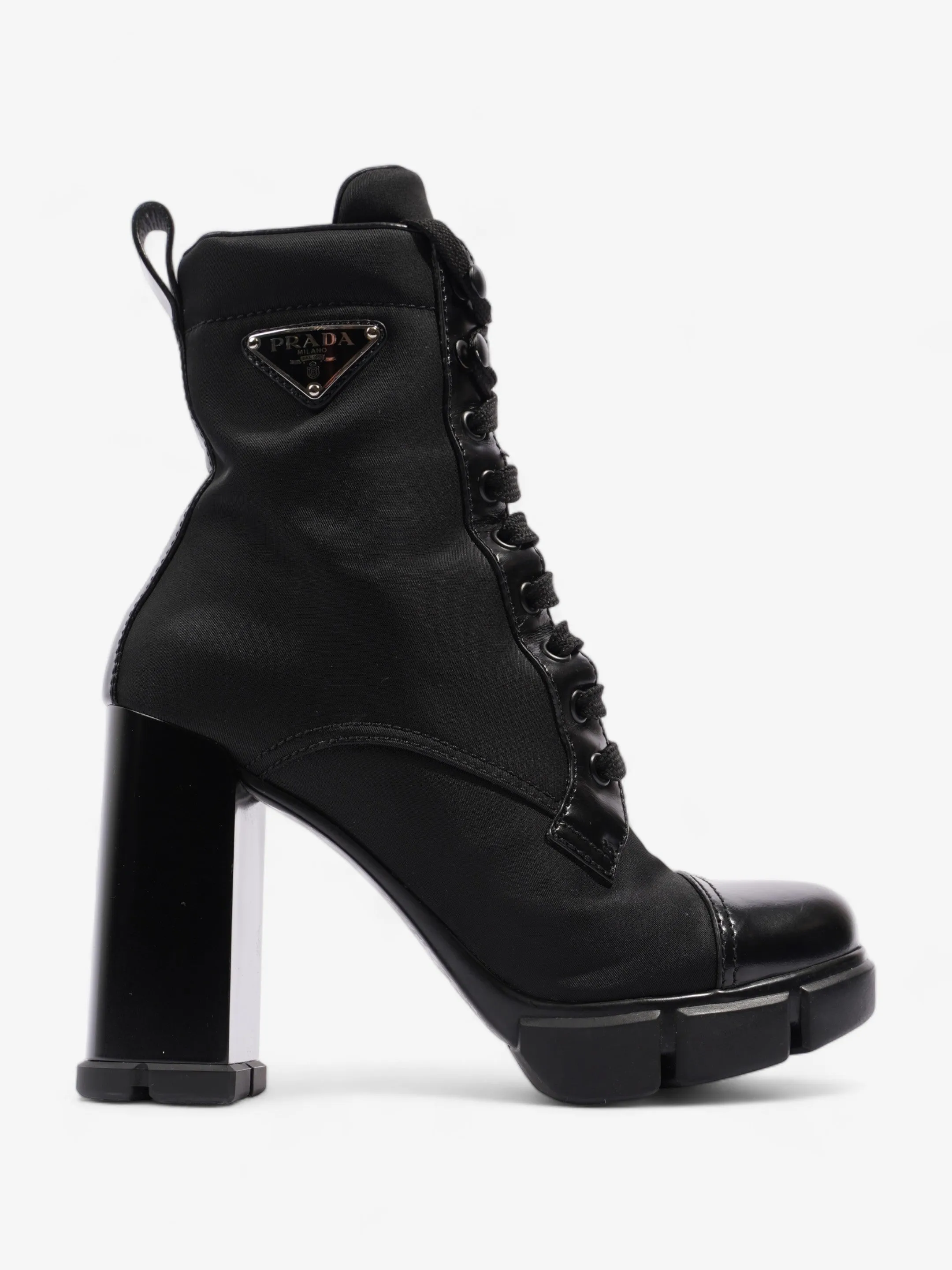 Prada Triangle Logo Boot 100 Black Re Nylon EU 37 UK 4 Grip Safe Max