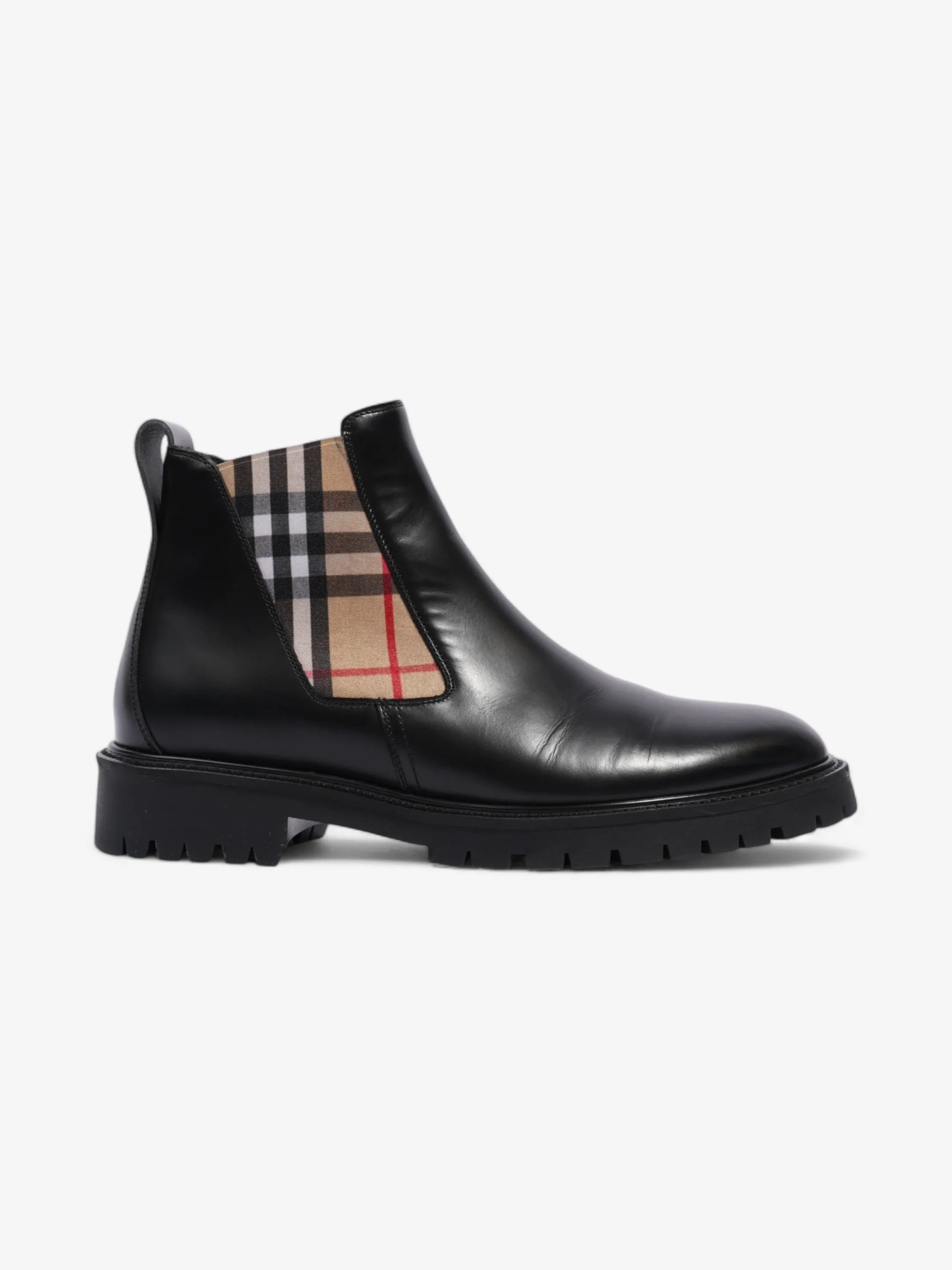 Pro Shield Burberry Allostock Chelsea Boots Black / Beige Checkered Leather EU 41.5 UK 8.5