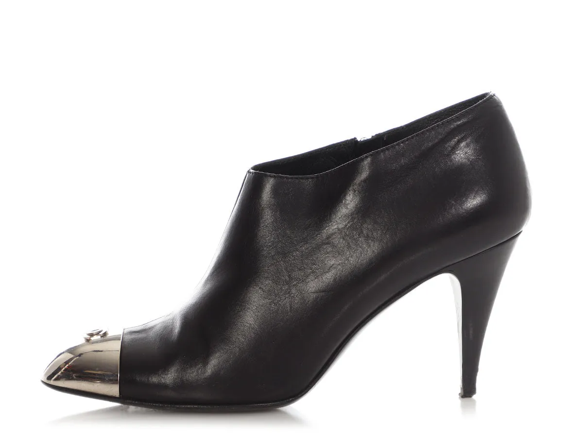Pro Shield Chanel Black Metal Capped-Toe Booties