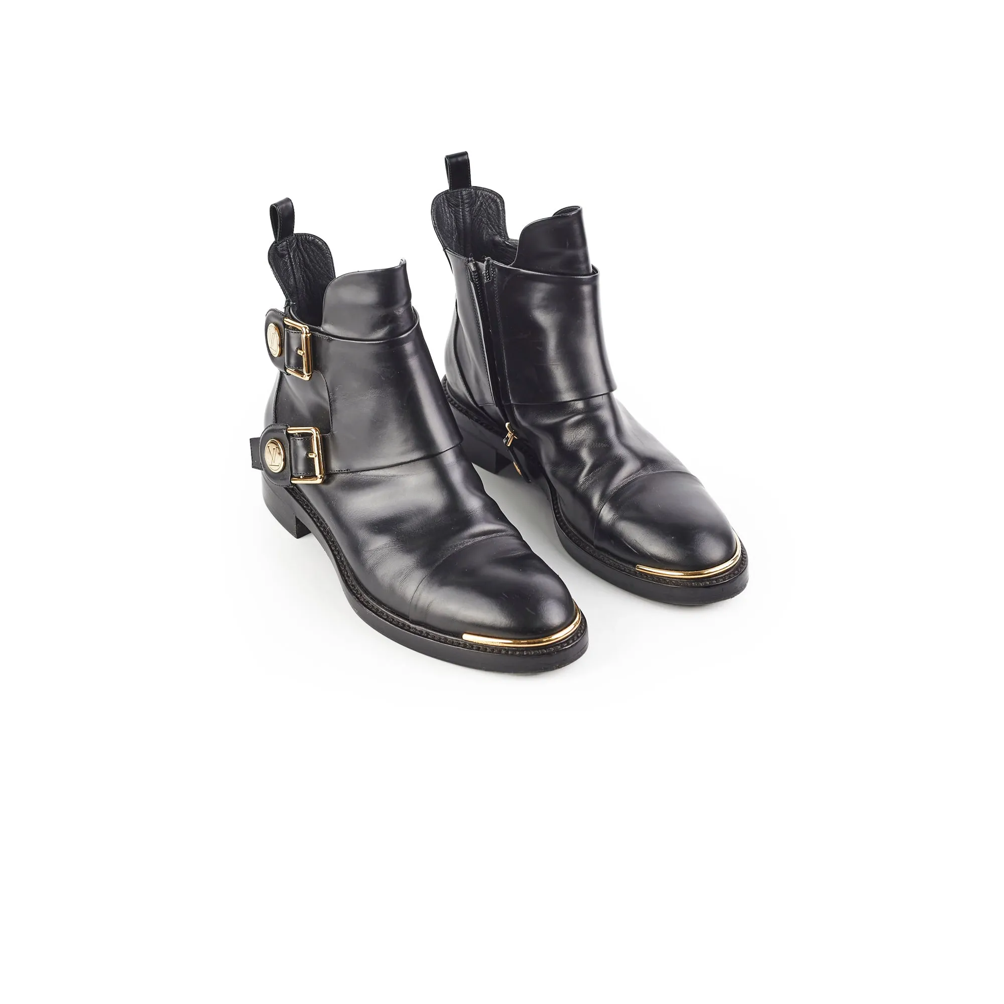 Protective Mesh Louis Vuitton Black Leather Boots Size 39