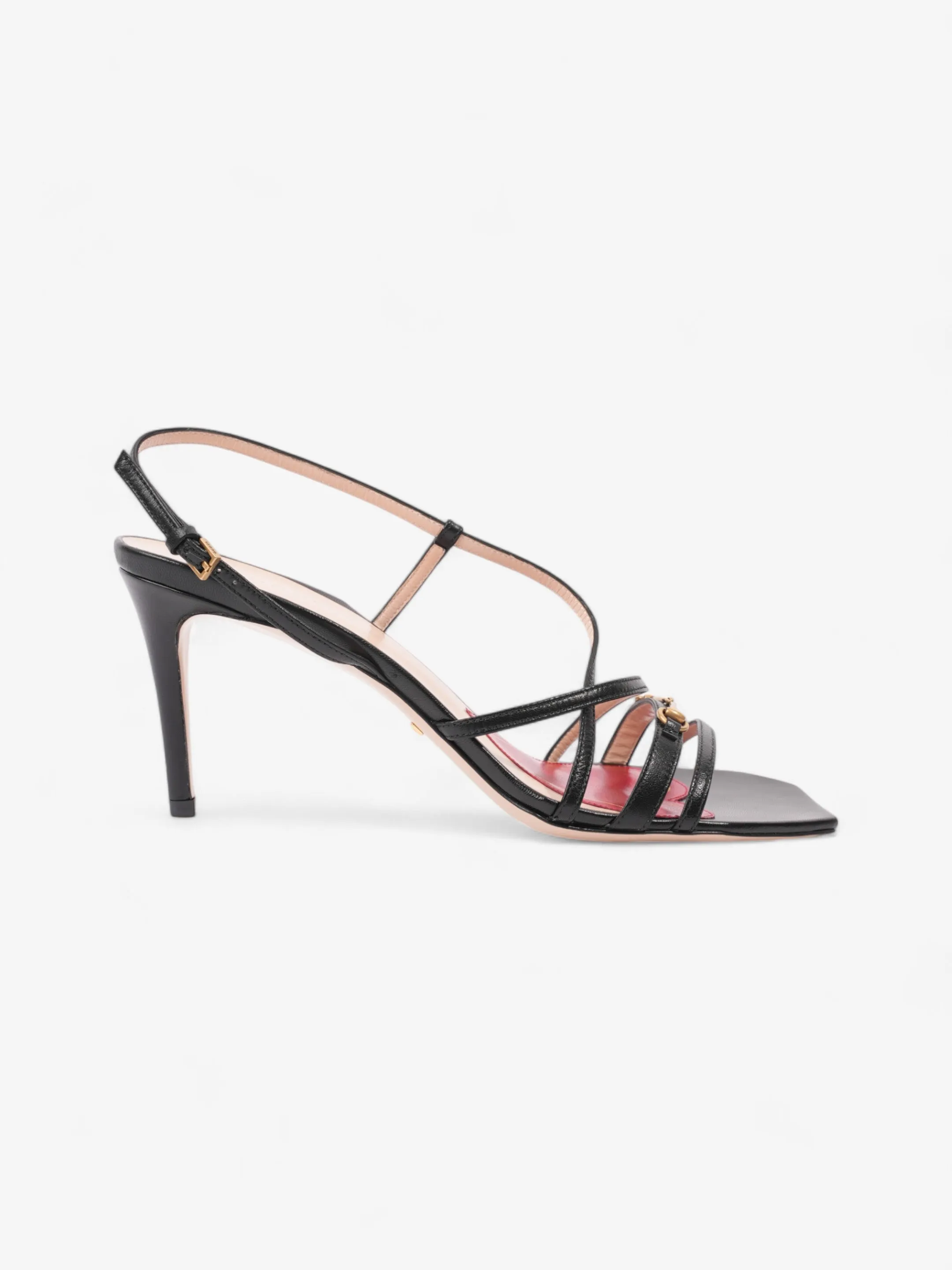 Pure Comfort Gucci Victoria Strappy Horsebit Sandals  80 Black / Nude / Red Leather EU 40 UK 7
