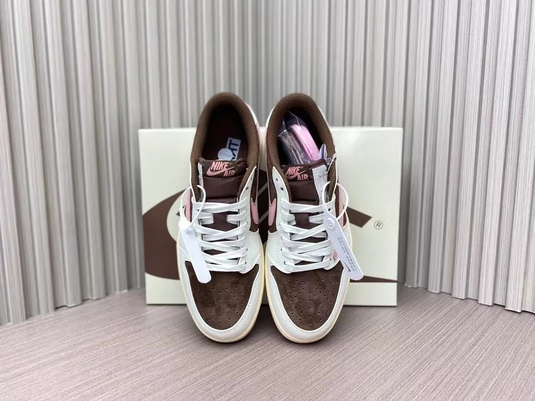 Rebound Force Sole AJ1 Low Travis Scott Dark Pony | Pink Oxford
