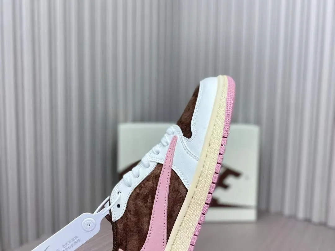 Rebound Force Sole AJ1 Low Travis Scott Dark Pony | Pink Oxford