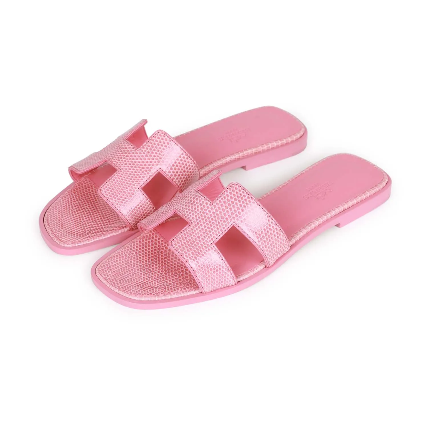 Recycled fabric Hermes Oran Sandals Rose Jaipur Lizard 37
