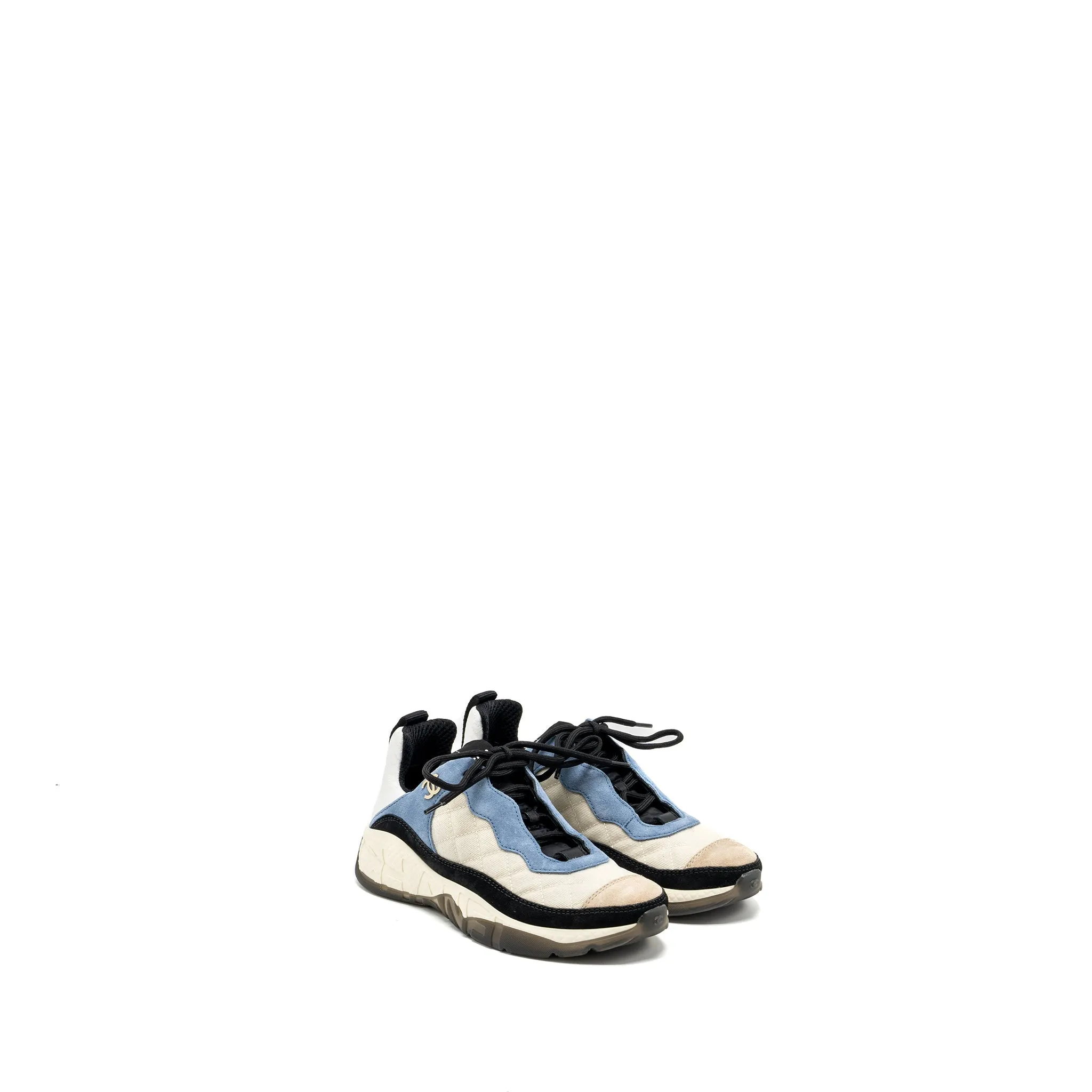 Ride Smooth Base Chanel size 37 sneaker suede/calfskin light beige/blue multicolour