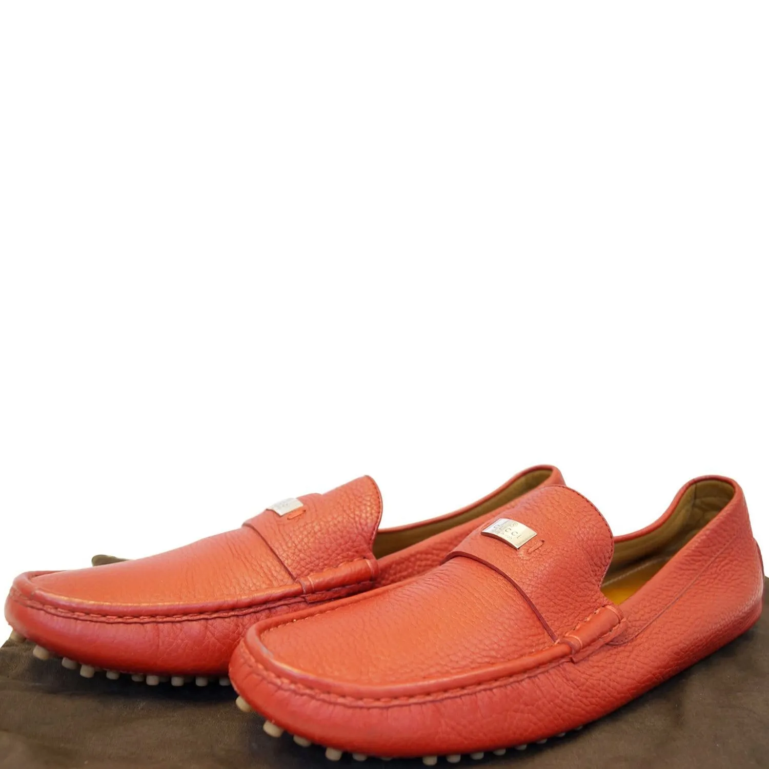 Rock-Guard GUCCI Trademark Logo Drivers Loafers Shoes Red Size 10.1/2