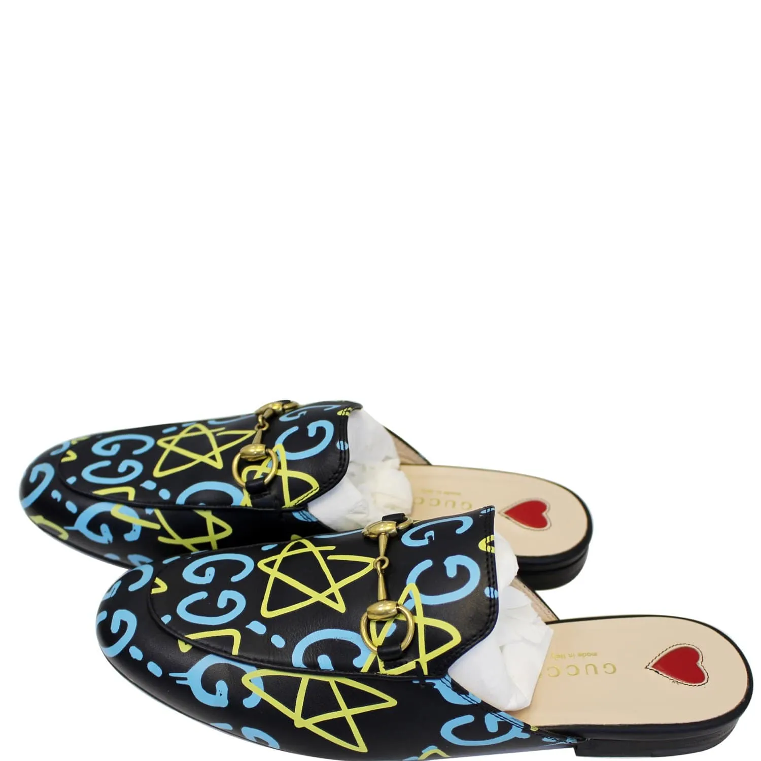 Rubber Sole GUCCI Princetown Gucci Ghost Print Flats Black US 7