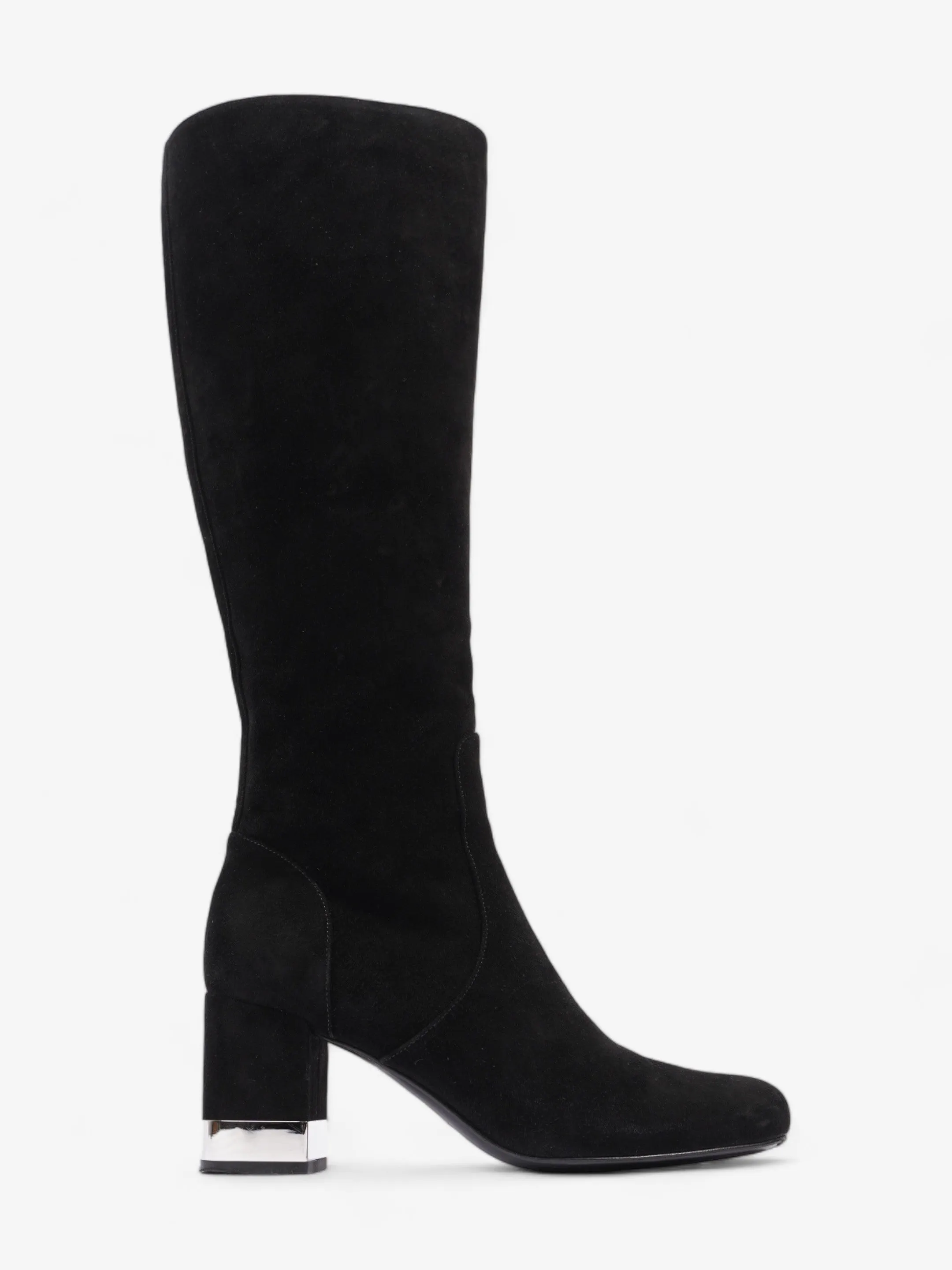 Saint Laurent Babies 70 Tall Boots 70mm Black / Silver Suede EU 37 UK 4 rough grip