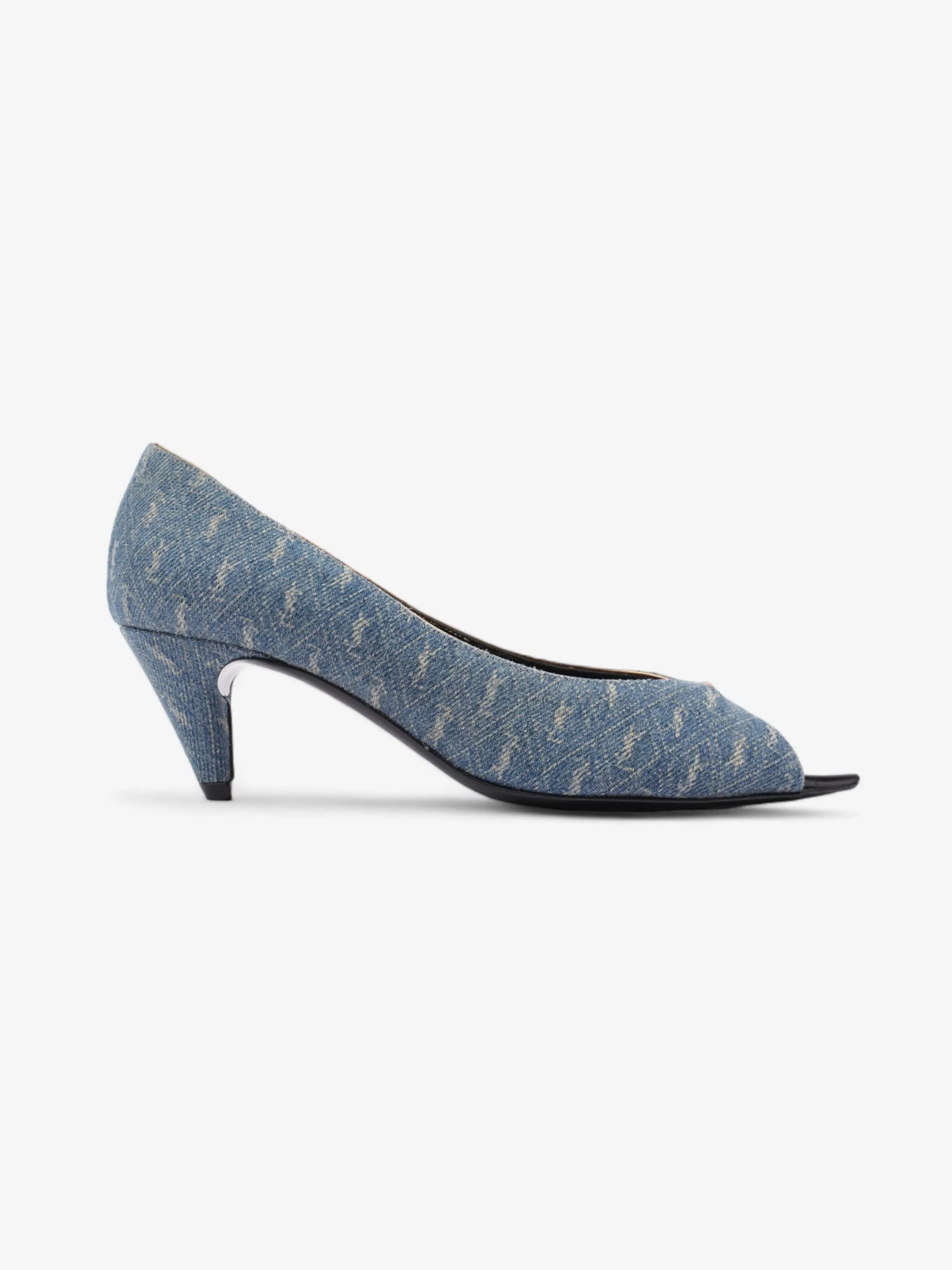 Saint Laurent Lola Monogram Denim Heels 50 Blue  Denim EU 36 UK 3 Beige Heels
