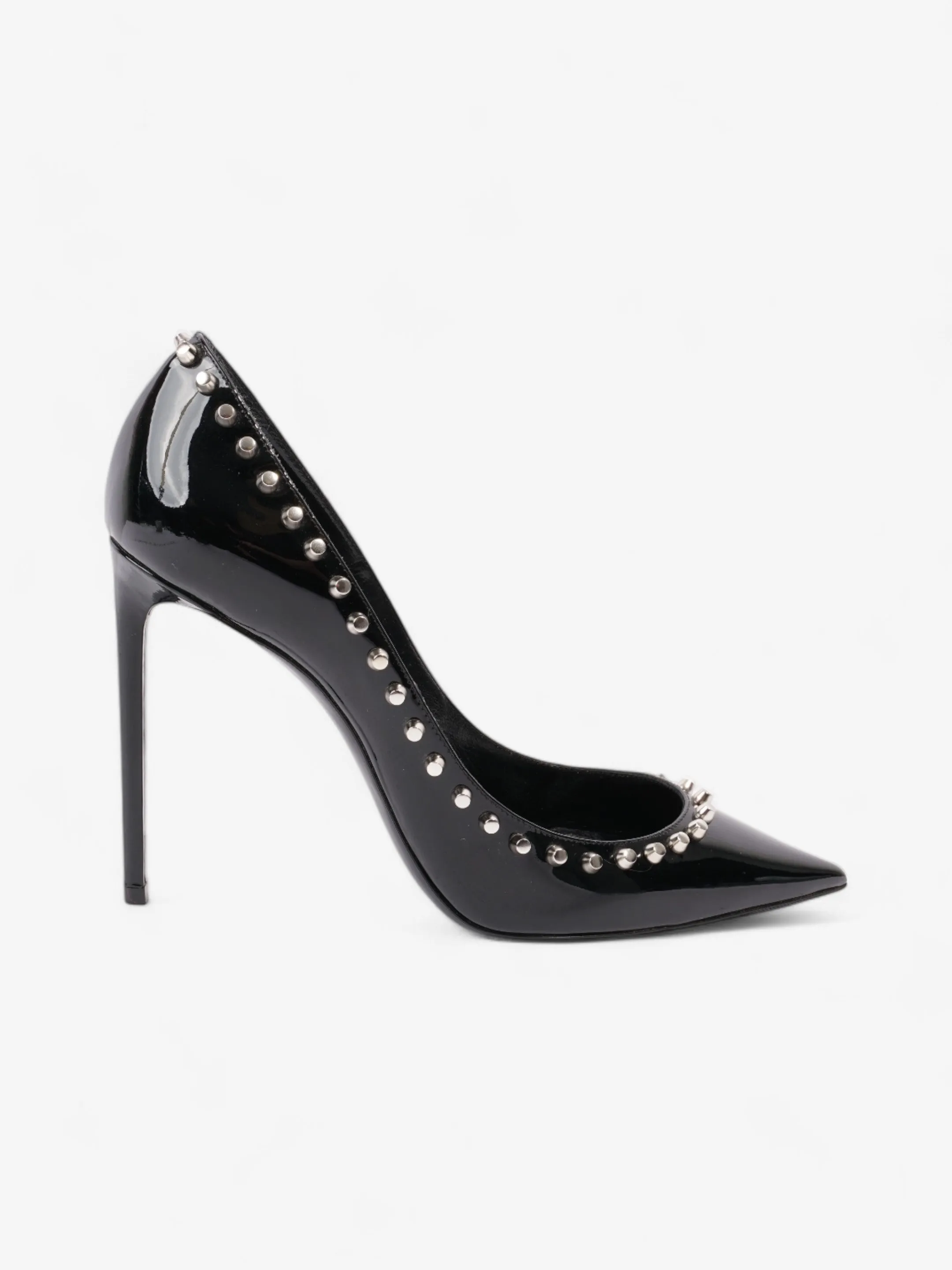 Saint Laurent Saint Zoe Heels 105 Black Patent Leather EU 39 UK 6 Anti Slip