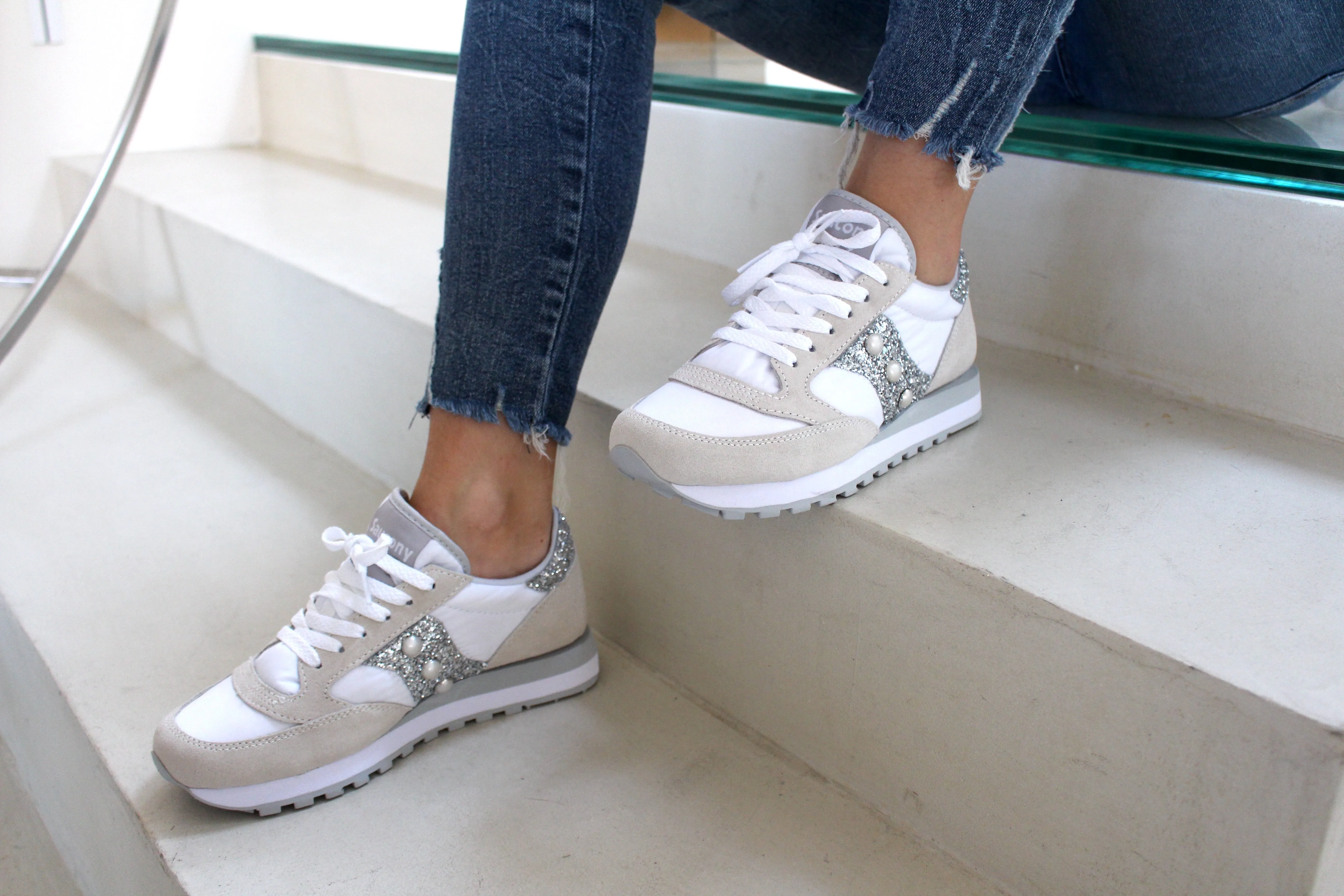 Saucony Jazz White Perle & Glitter Light Design