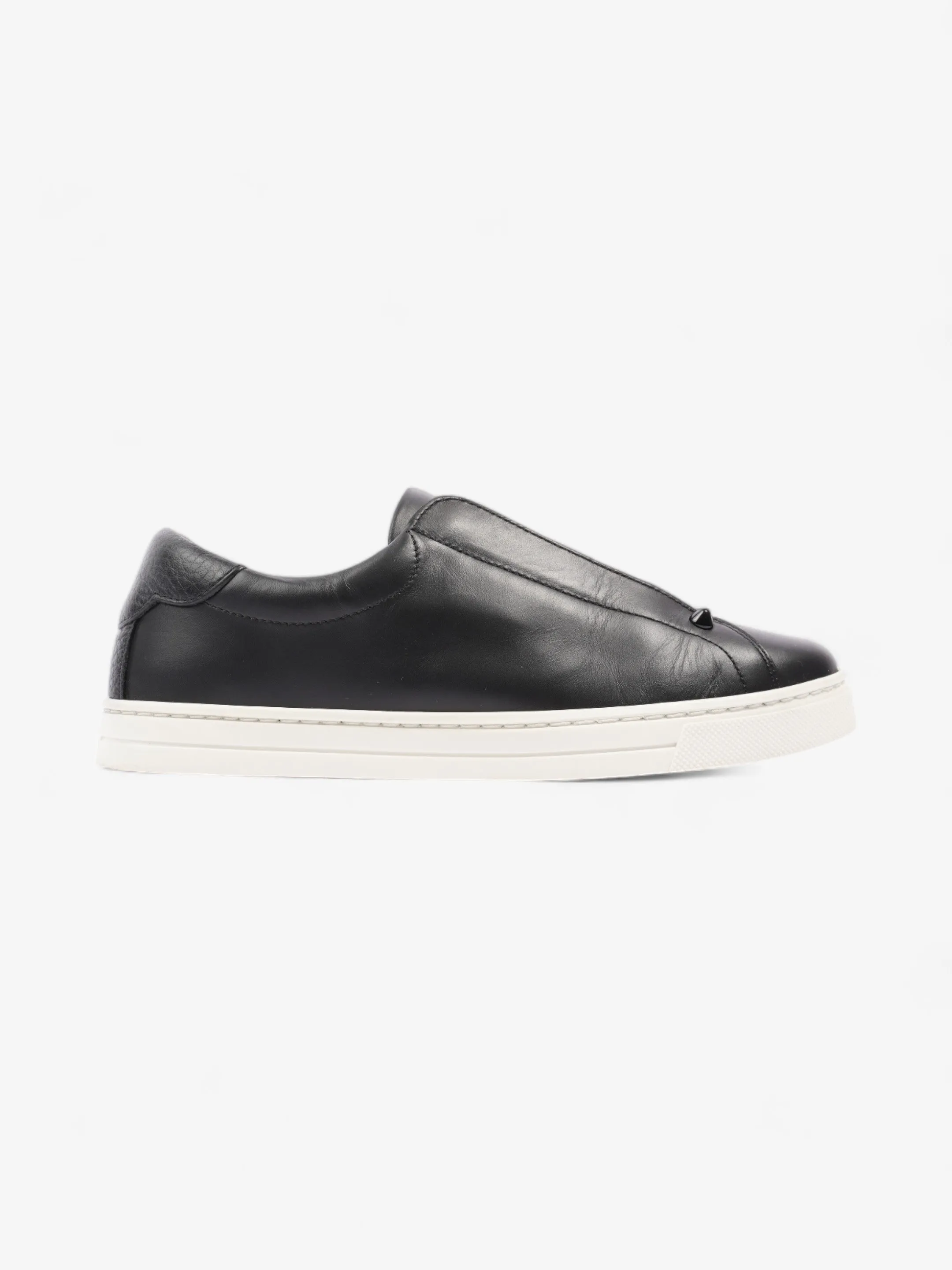 Sculpted lining Fendi Rockoclick Knitted Logo Sneakers Black / Brown / White Leather EU 36 UK 3