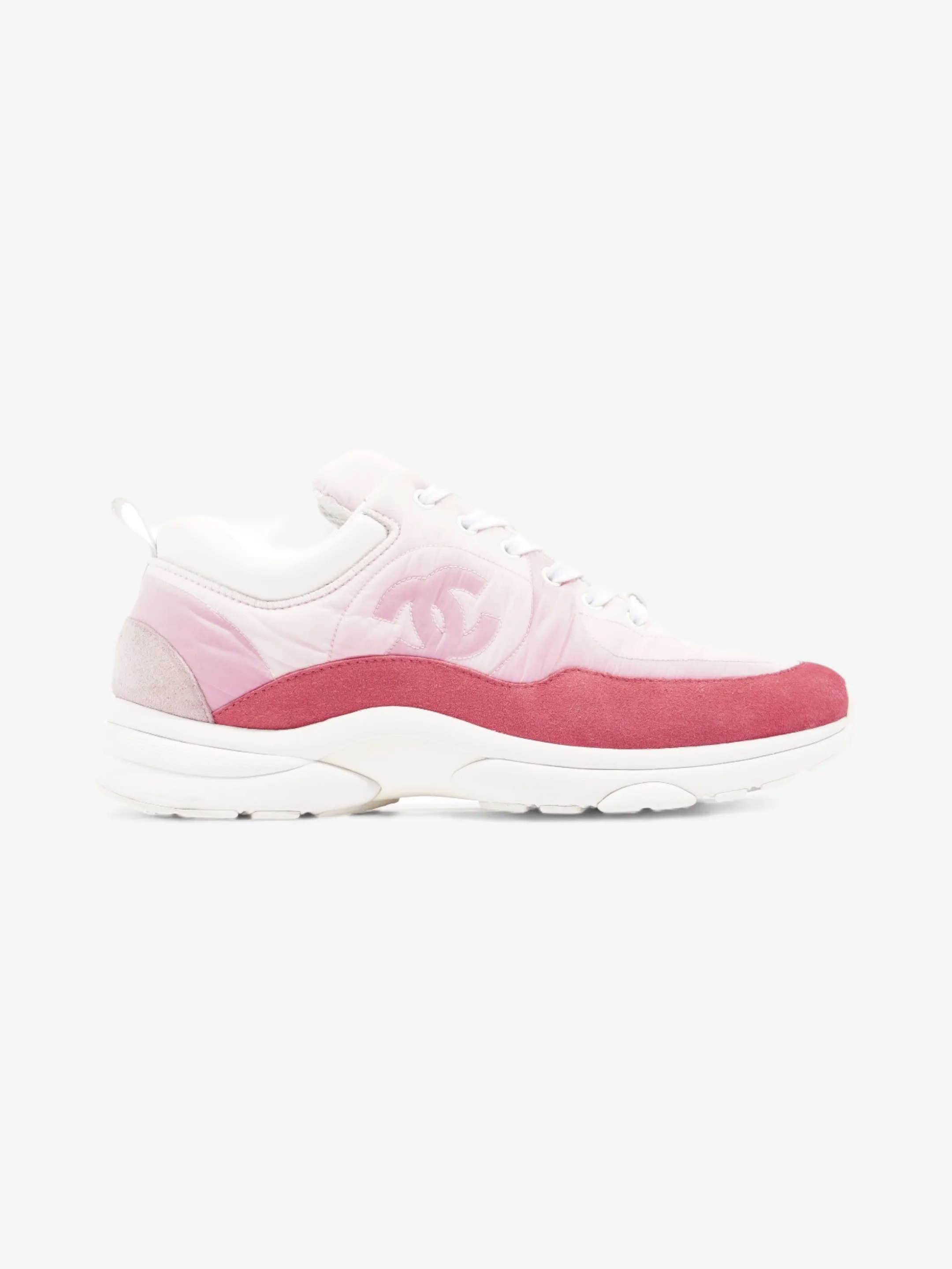 Secure Fit Bands Chanel CC Logo Sneakers  Pink / Red / White Nylon EU 41 UK 8
