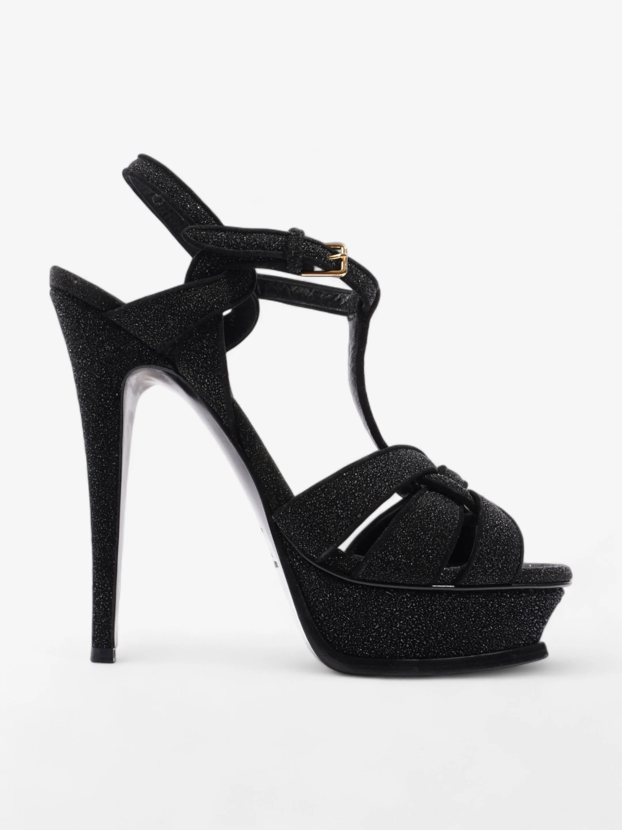 Sexy Strap Sandals Saint Laurent Tribute Sandal 105 Black Glitter EU 40 UK 7