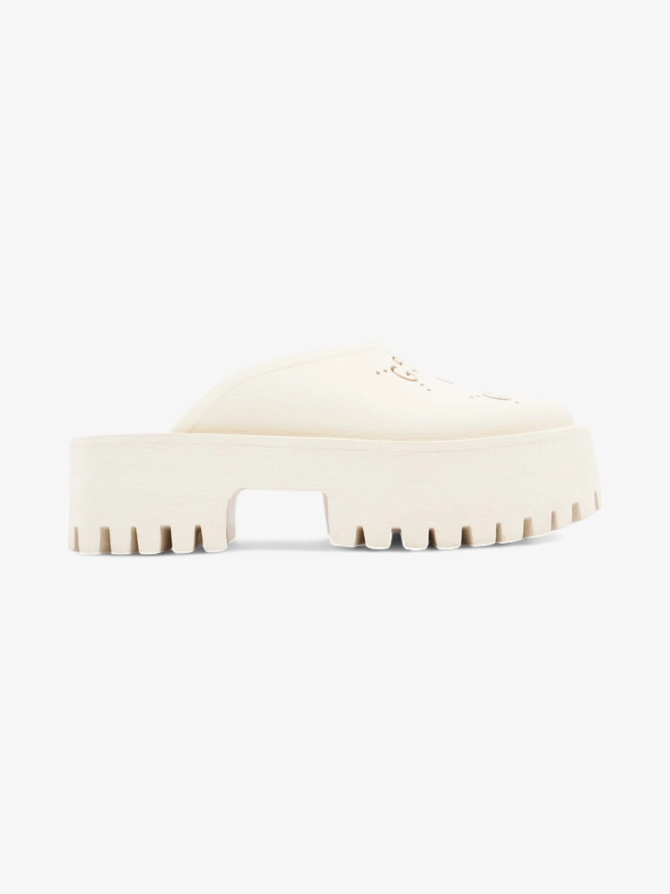 Sexy Strapped Sandals Gucci Perforated GG Platform Sandals Cream Rubber EU 37 UK 4