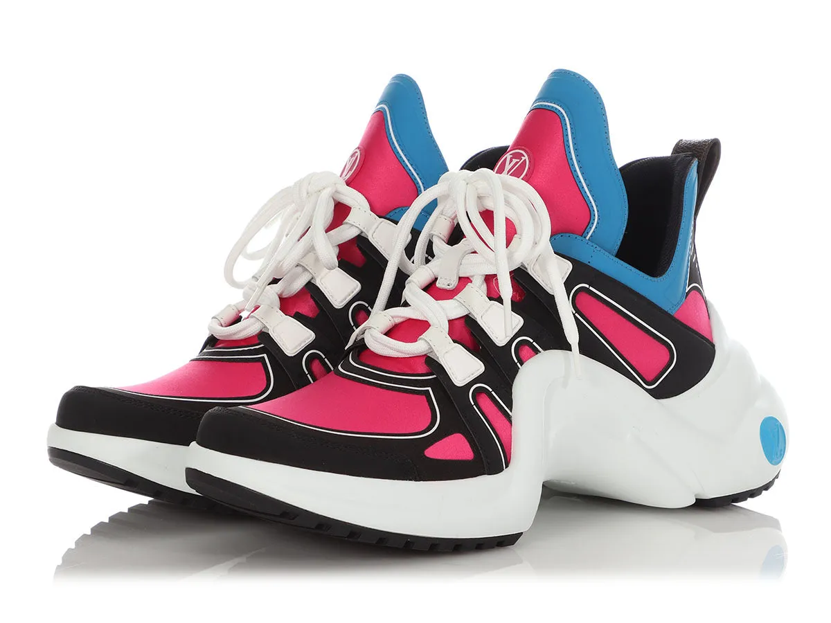 Shock Absorbing Louis Vuitton Black and Pink Archlight Sneakers