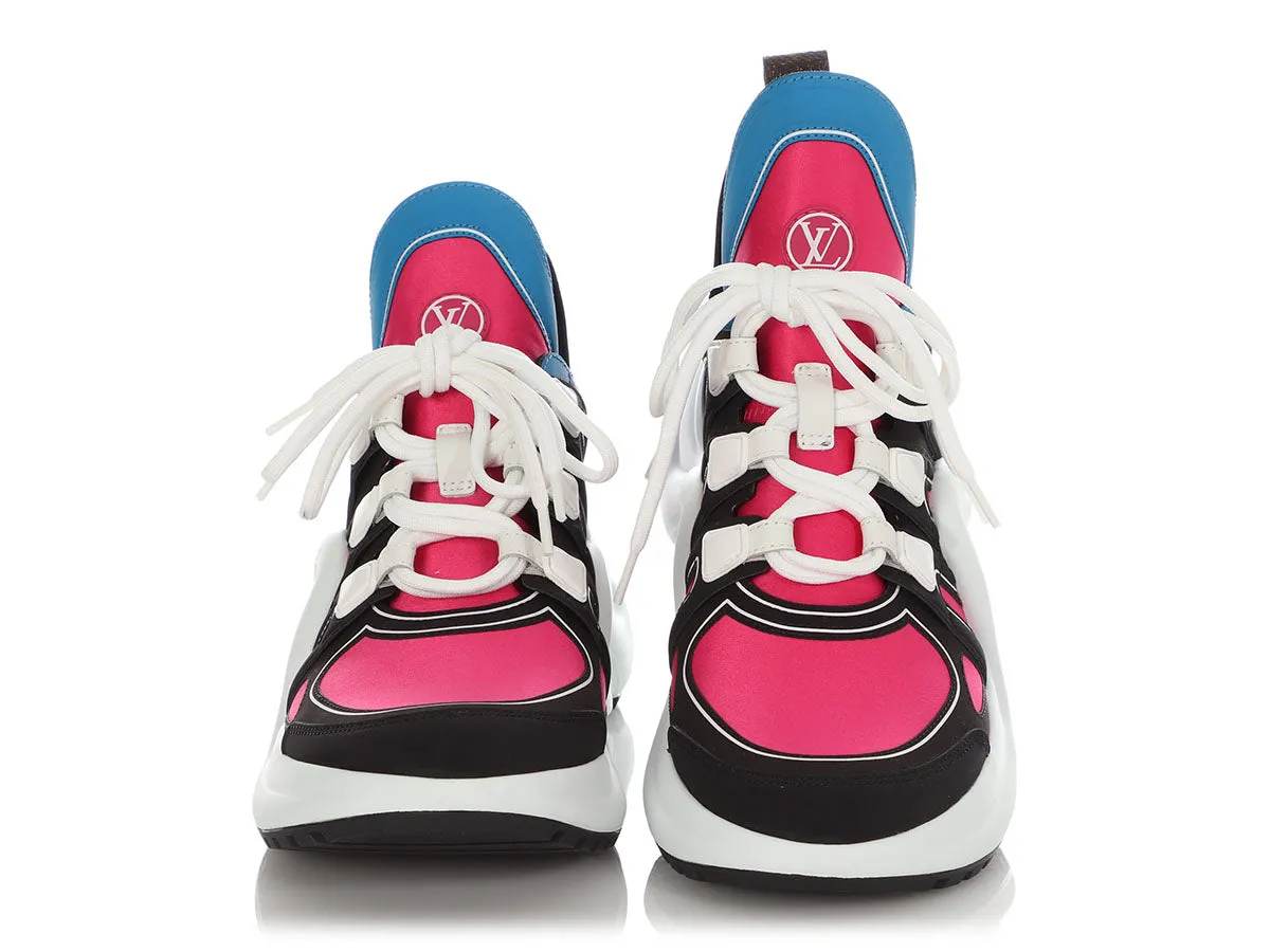 Shock Absorbing Louis Vuitton Black and Pink Archlight Sneakers