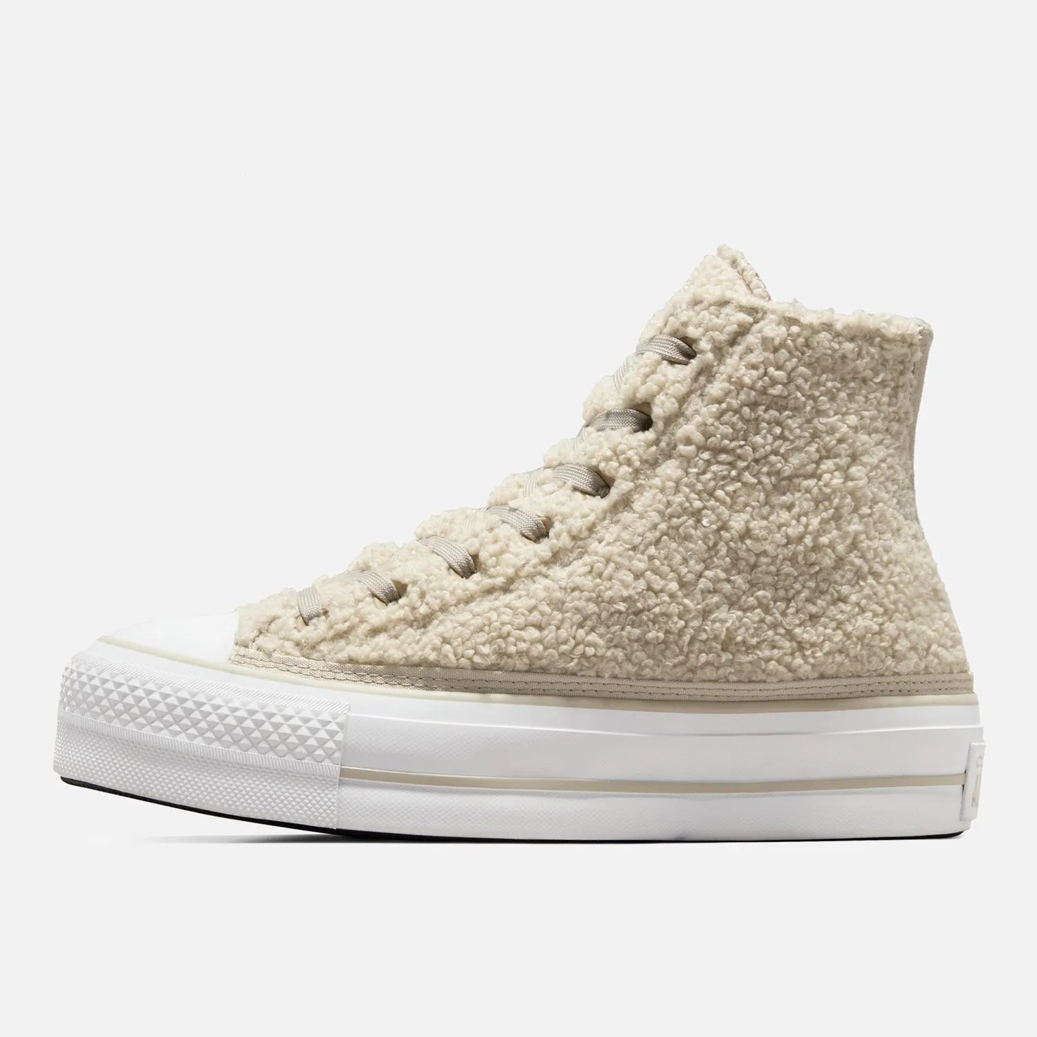 Women's Converse Chuck Taylor Lift Hi Reverse Sherpa Cream Bootcamp spandex - feature shoes