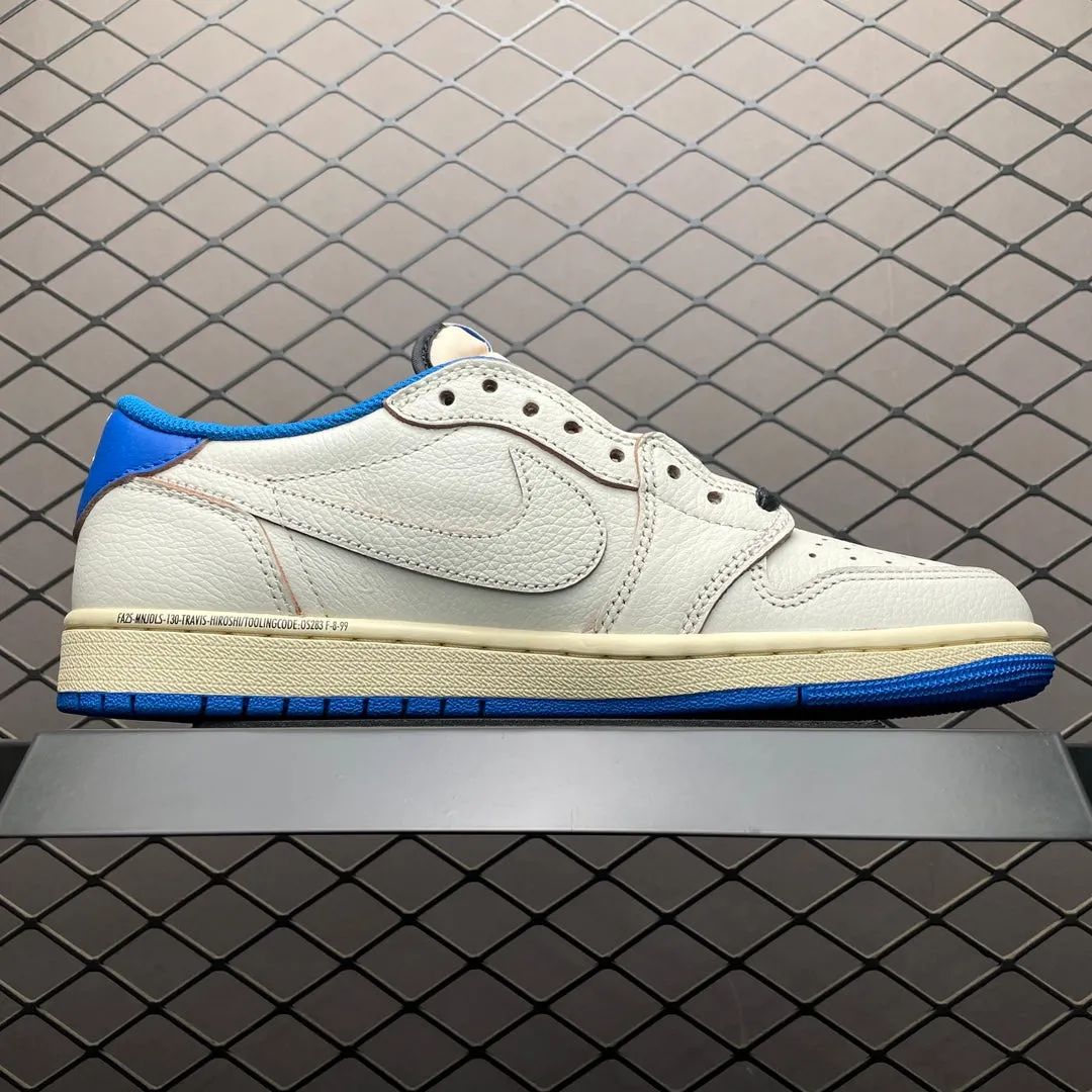 Sleek Edge AJ1 Low Travis Scott x Fragment Blue Sail 1.0