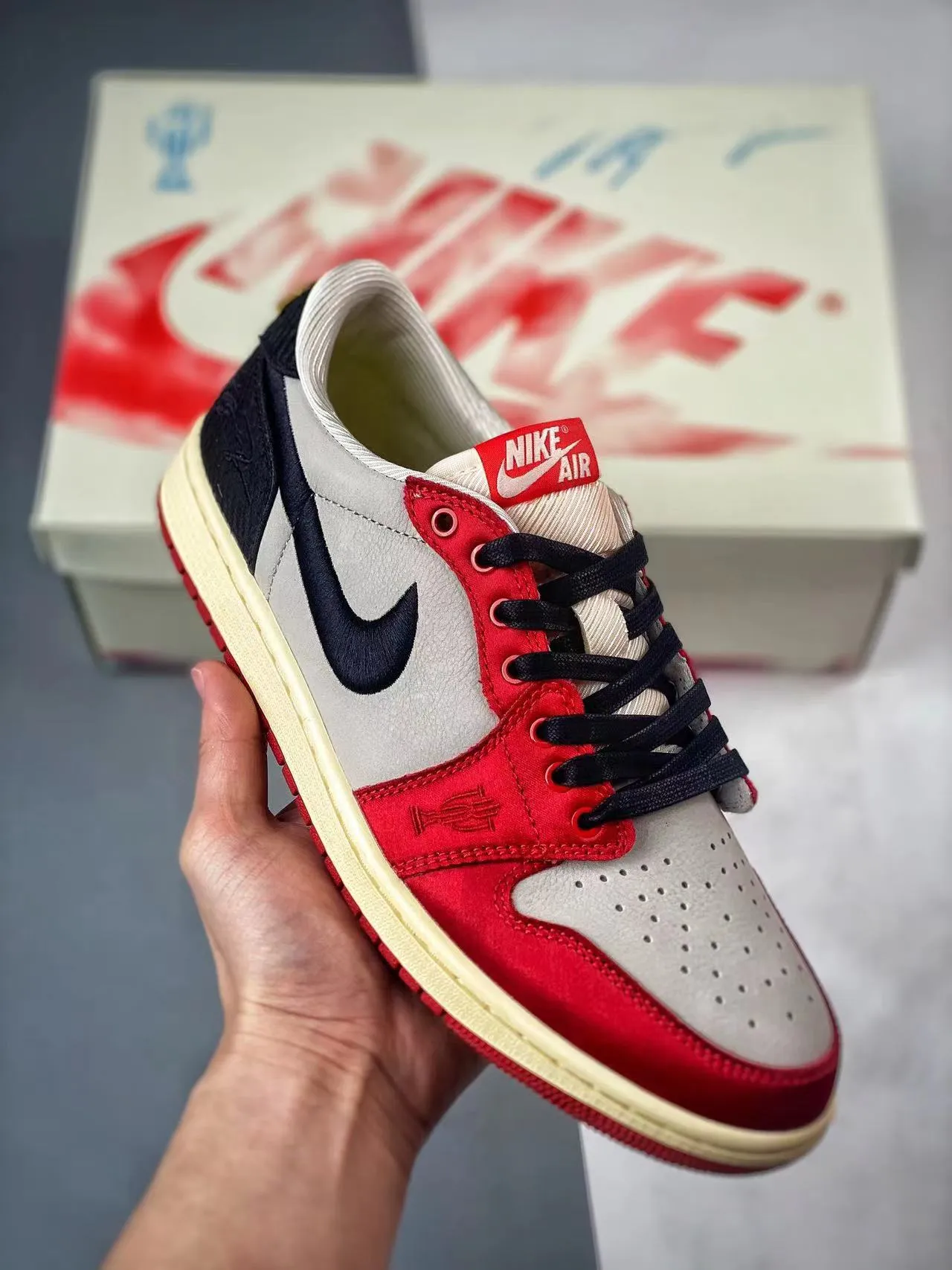 Sleek Modern Vibe AJ 1 Low x High Trophy Room - Rookie Card