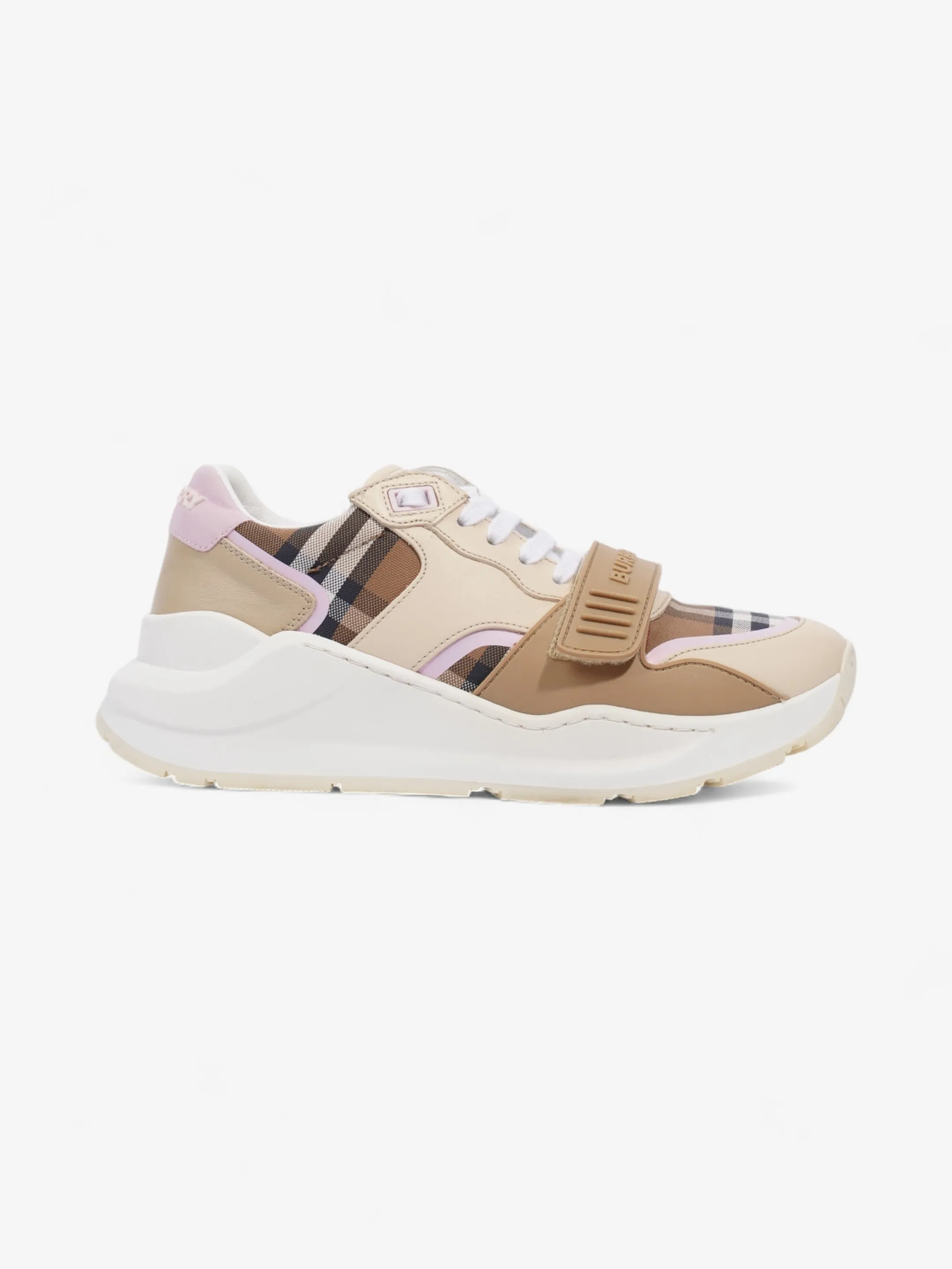 Smart Ease Burberry Ramsey Sneakers Beige  / Pink / White Canvas EU 39 UK 6