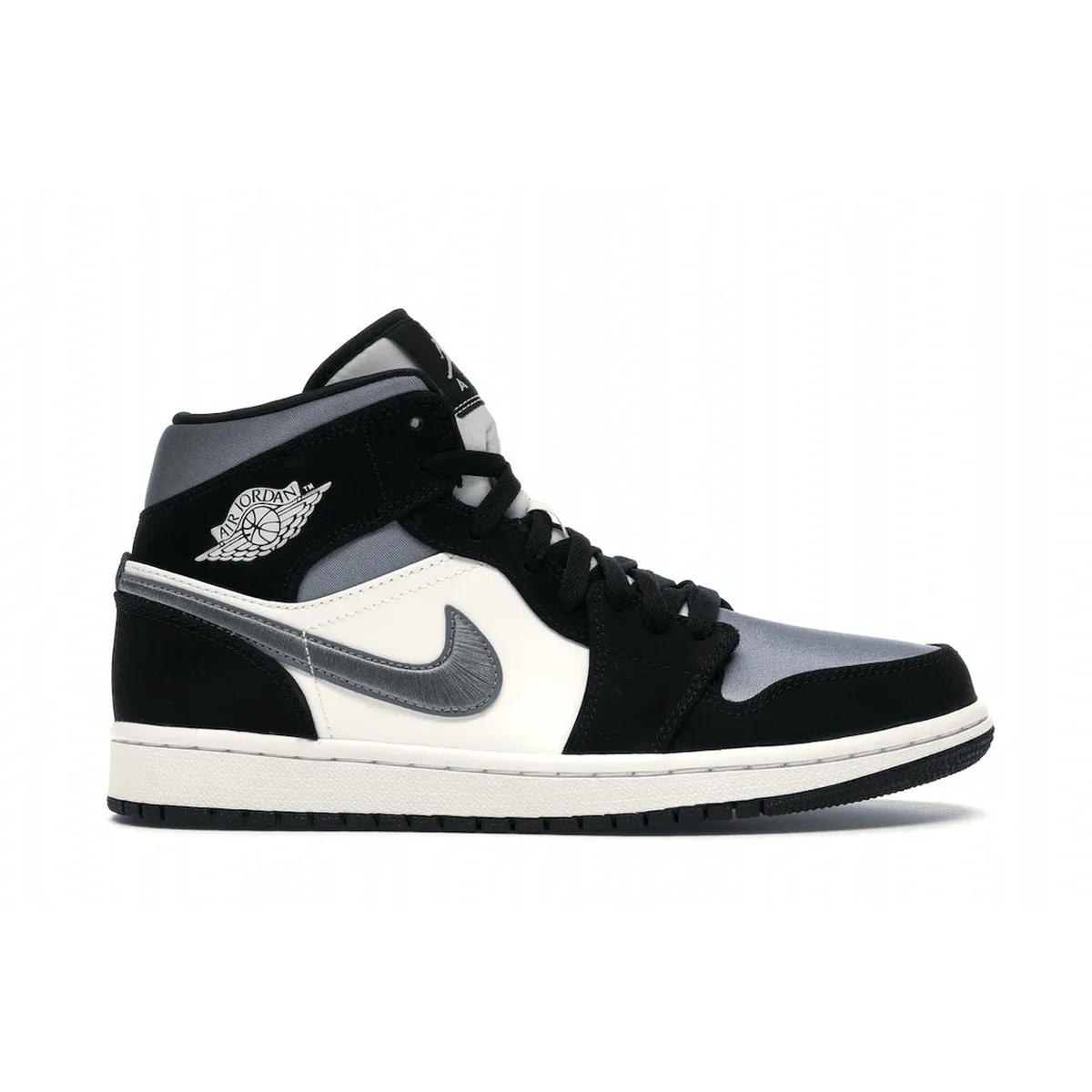 Air Jordan 1 Mid Satin Grey Toe Ankle Guard Reactive Cushioning