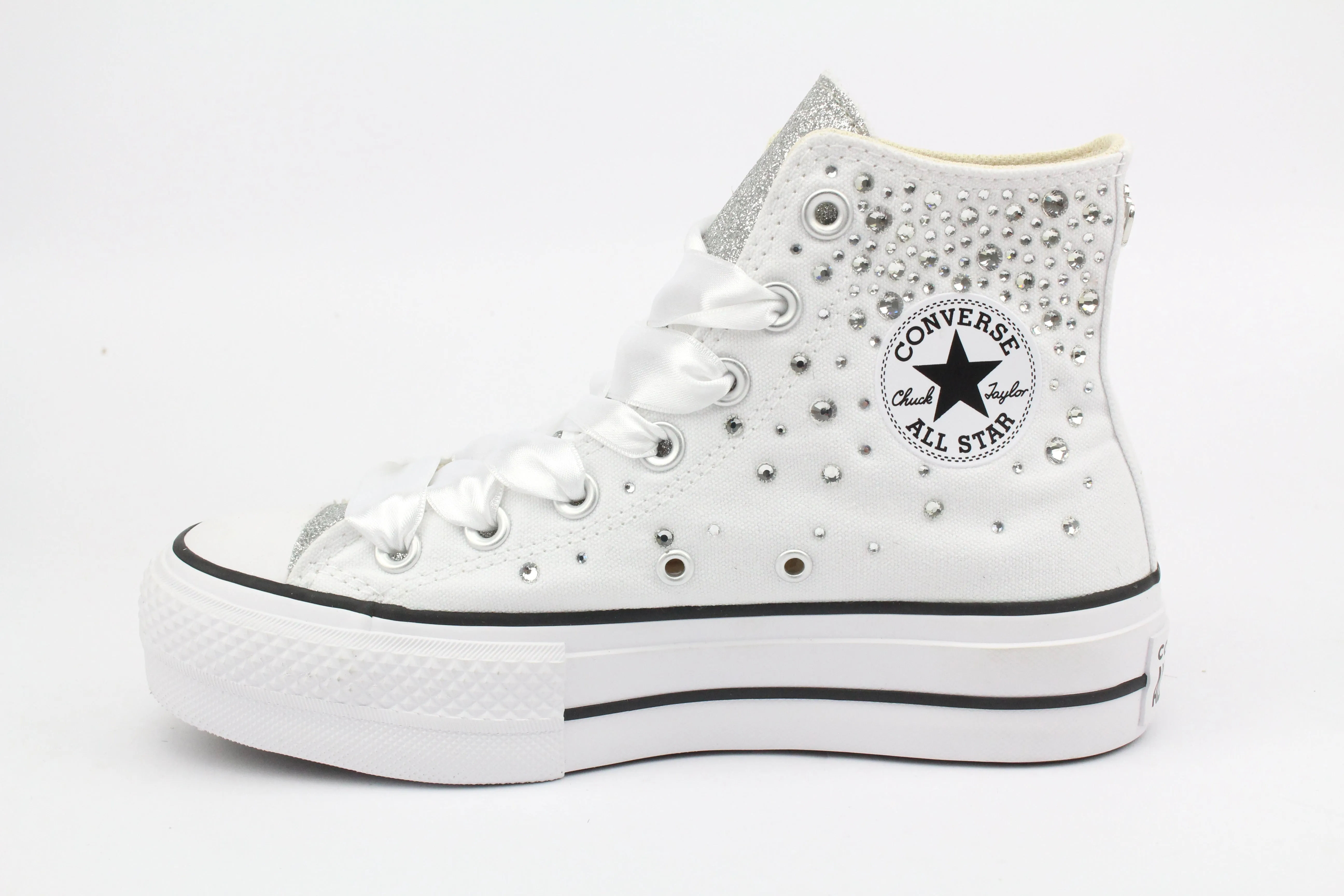 Soft Motion Step-On Comfort Layer Converse All Star Platform White Strass Termo Cristal & Glitter