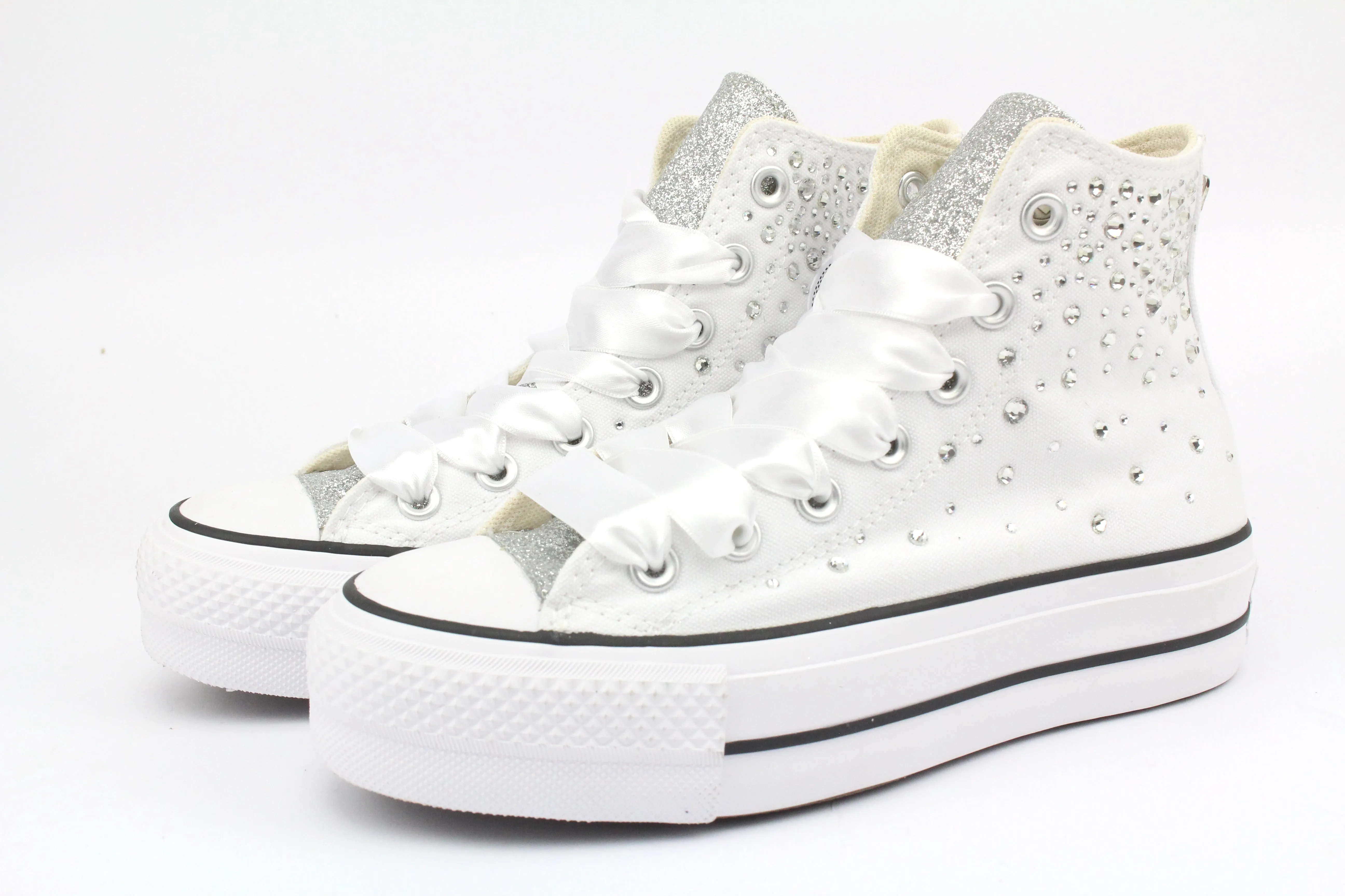 Soft Motion Step-On Comfort Layer Converse All Star Platform White Strass Termo Cristal & Glitter