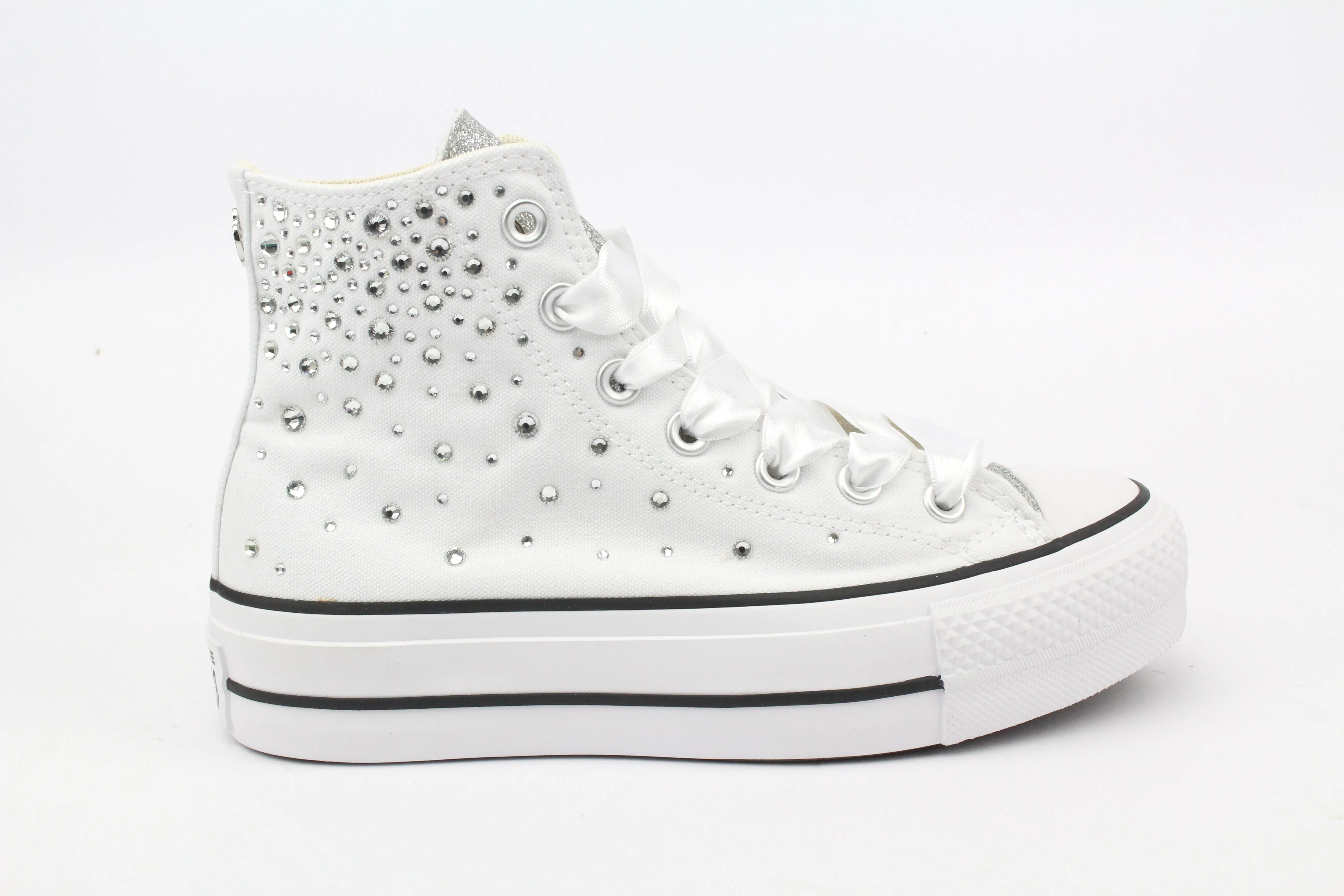 Soft Motion Step-On Comfort Layer Converse All Star Platform White Strass Termo Cristal & Glitter
