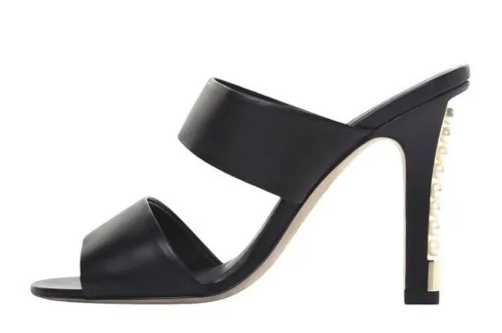 Sophisticated Heels Chanel 17A Black Lambskin Leather Pearl Heel Sandal Mules EU 38.5C