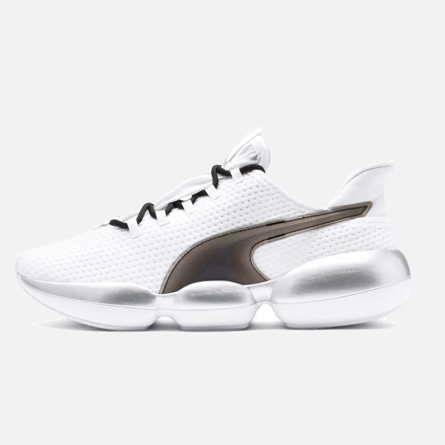 Womens Puma Mode XT - White Silver running on a gravel track shoes