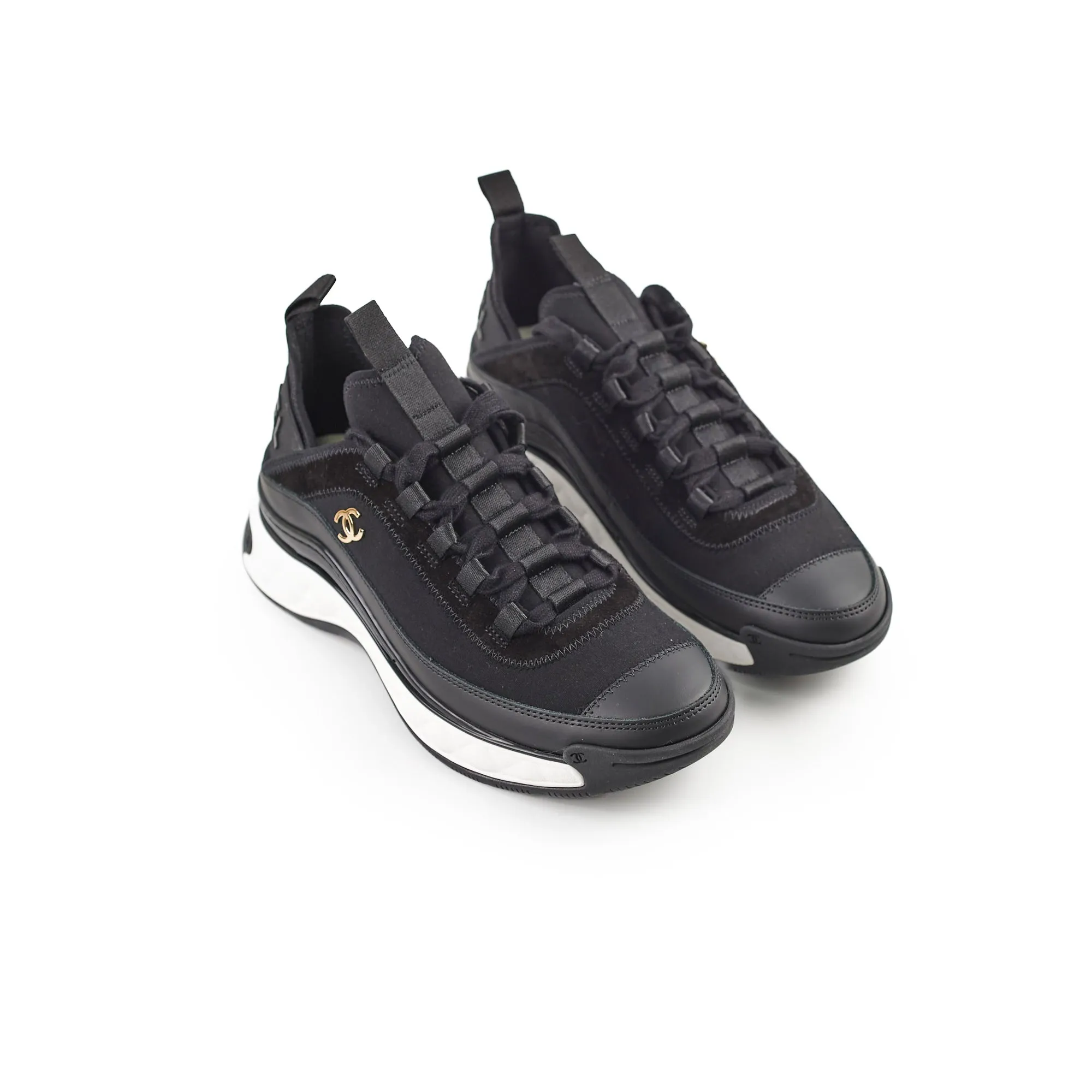 Sporty Chic Chanel Black Sneakers Size 37.5