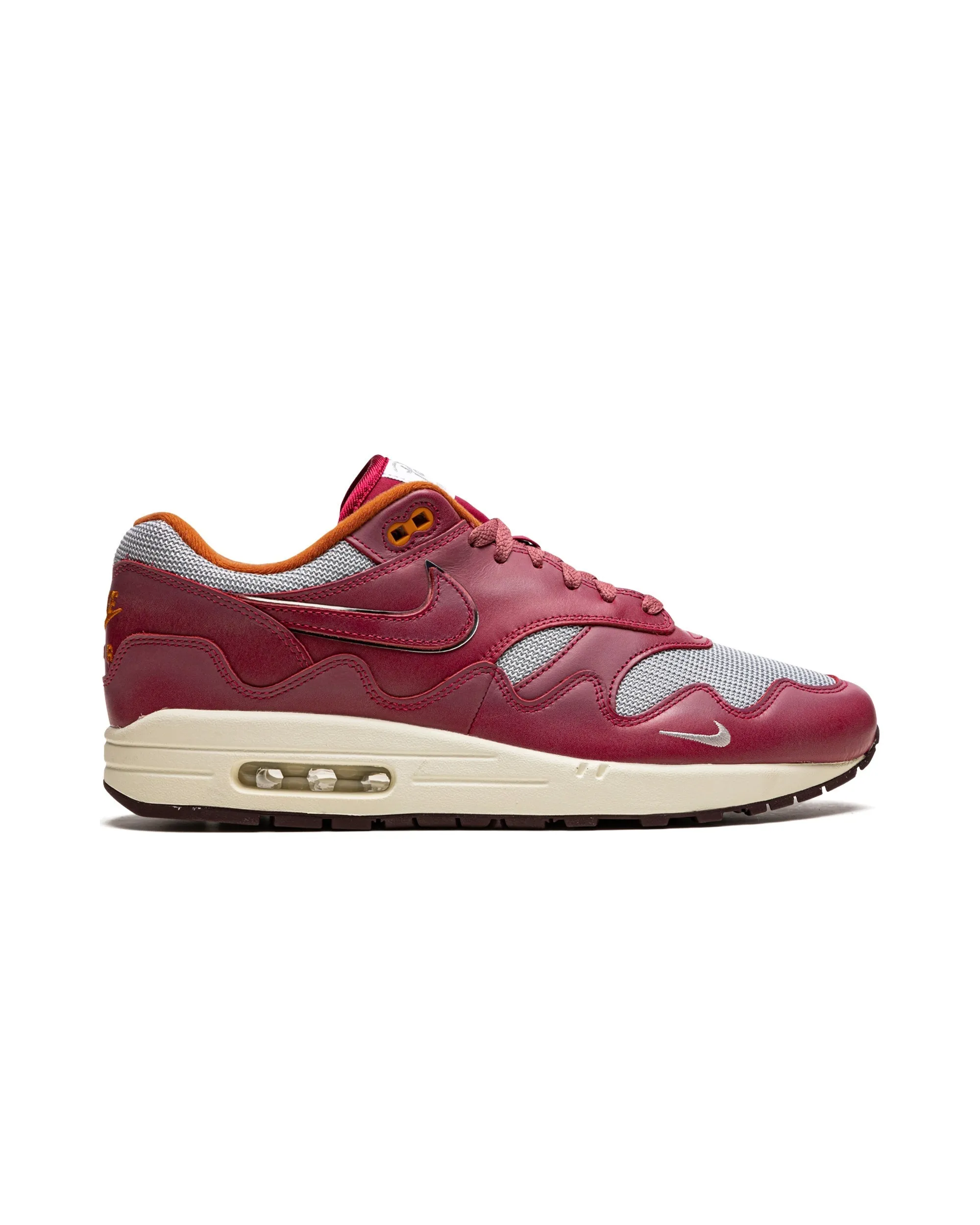 Smooth Surface Anti - slip sole Nike Air Max 1 Patta Waves Rush Maroon