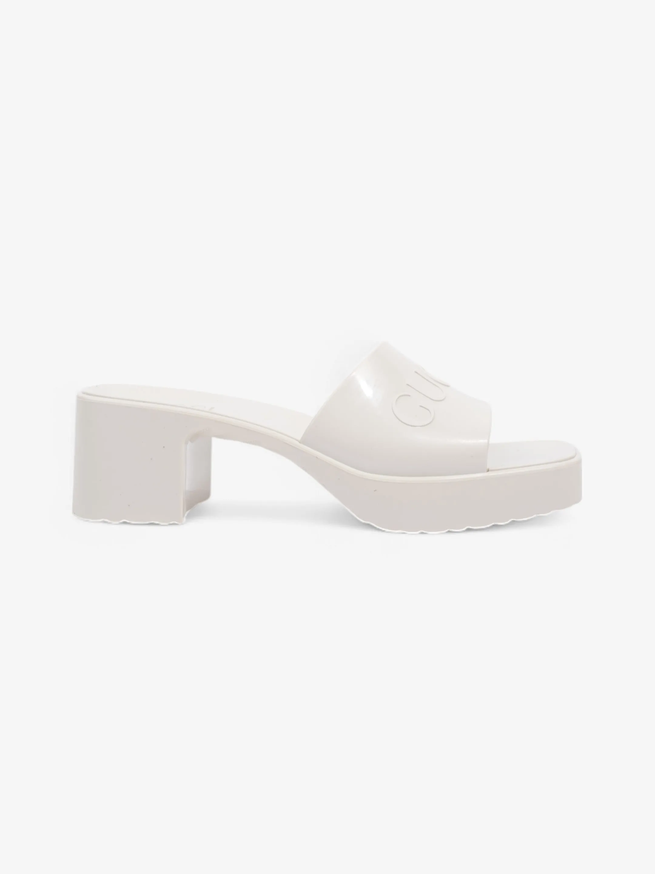 Step Easy Gucci Logo Embossed Sandals 50 Cream Rubber EU 37 UK 4