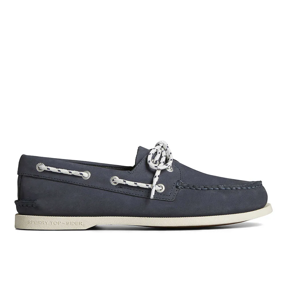 Stone-Detail Sperry Topsider A/O 2-Eye Nautical Nubuck - Marine Navy