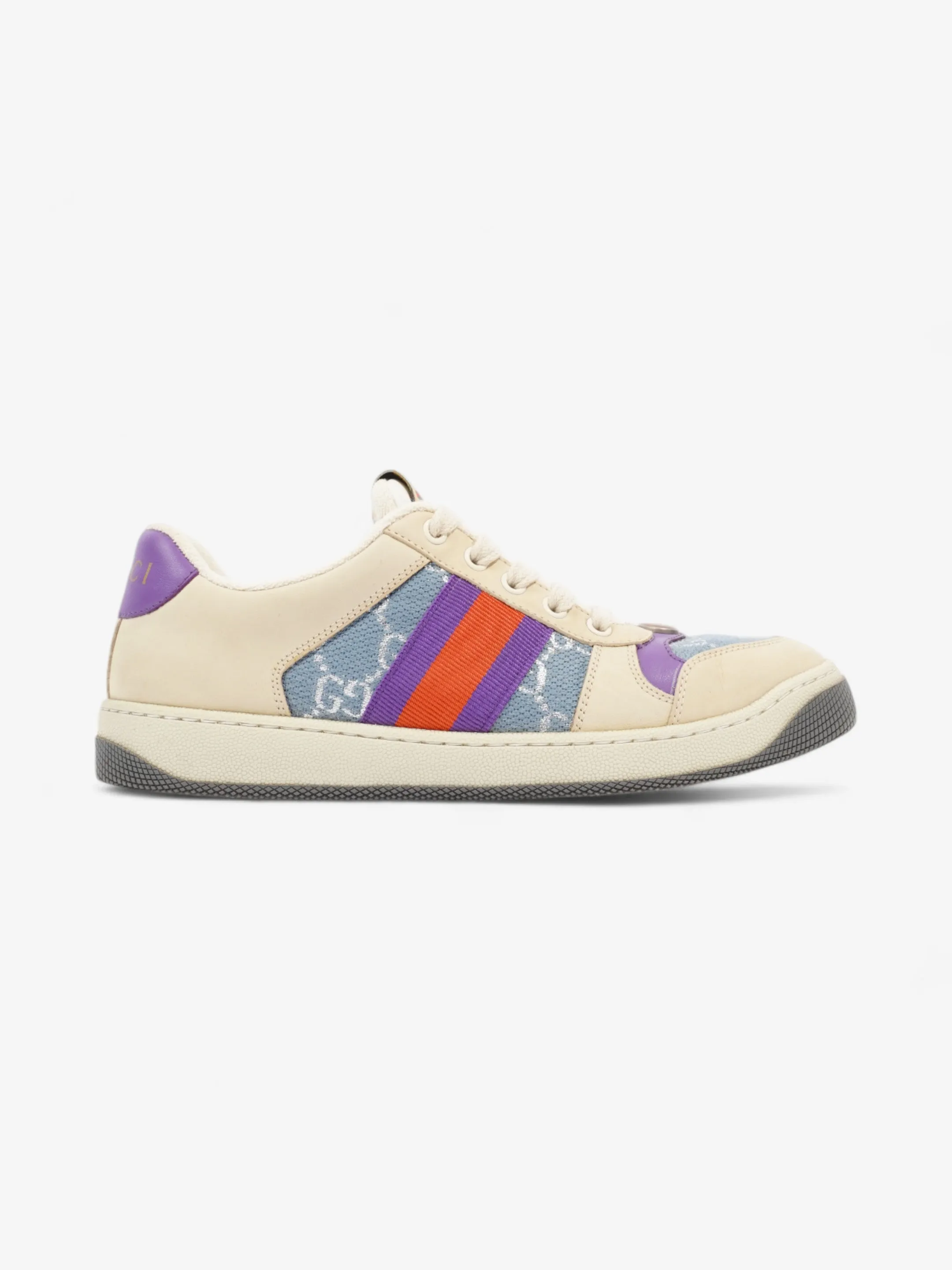 Streamlined wear Gucci Screener Sneakers Beige  / Blue / Purple Canvas EU 38.5 UK 5.5