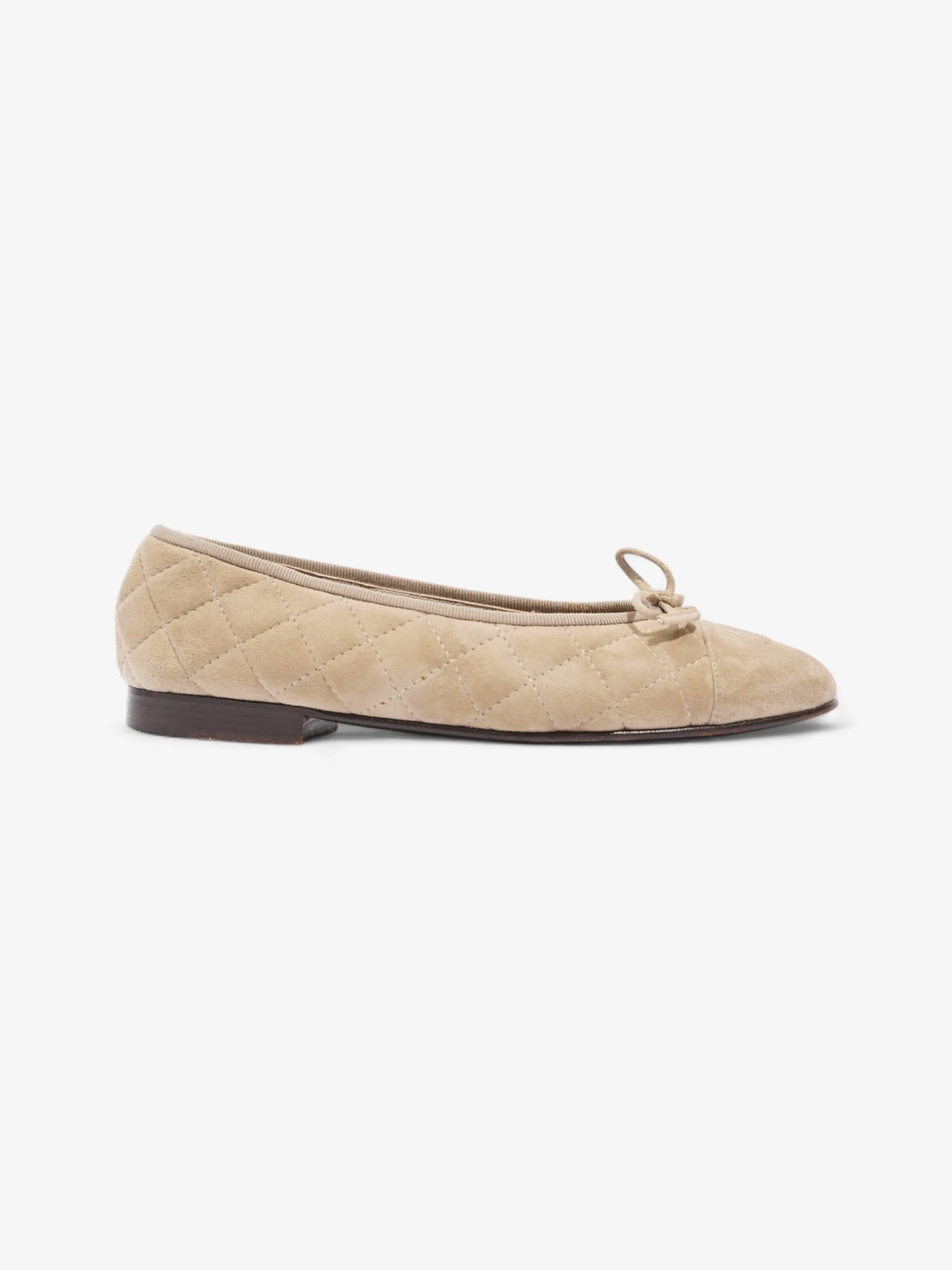 Street Chic Chanel CC Ballet Flats  Beige  Suede EU 37 UK 4