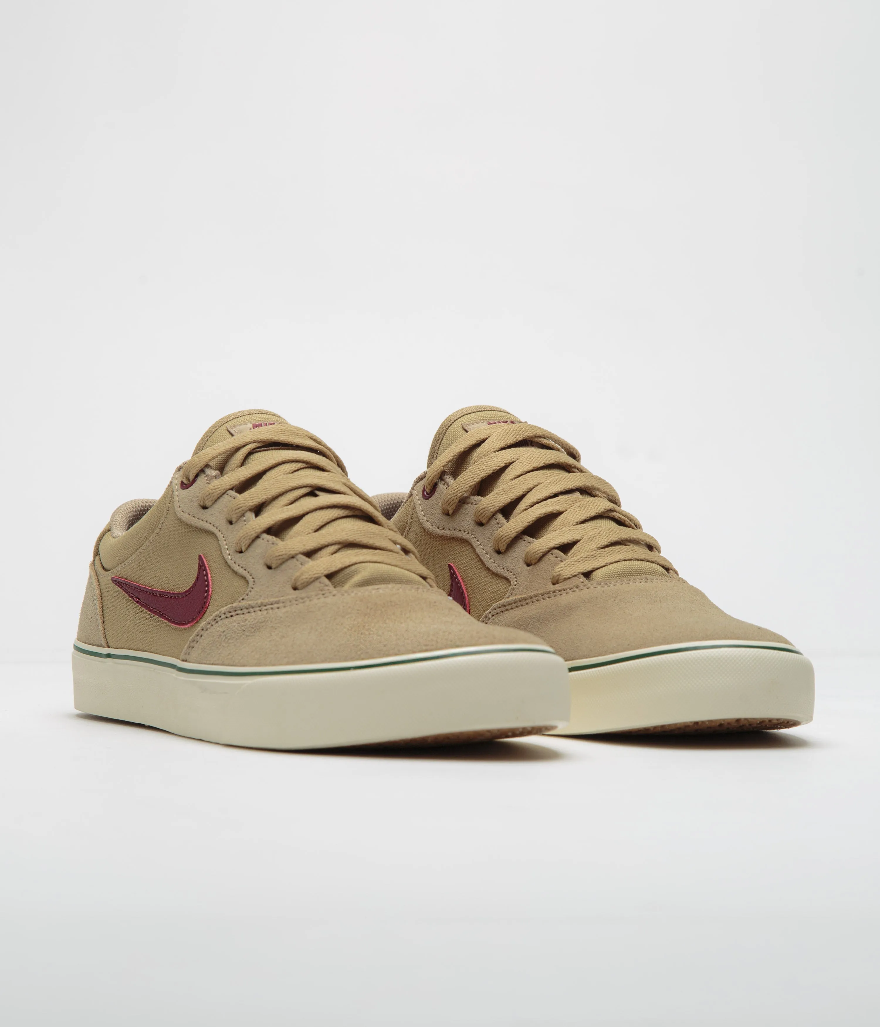 Nike SB Chron 2 Shoes in Parachute Beige and Dark Team Red
