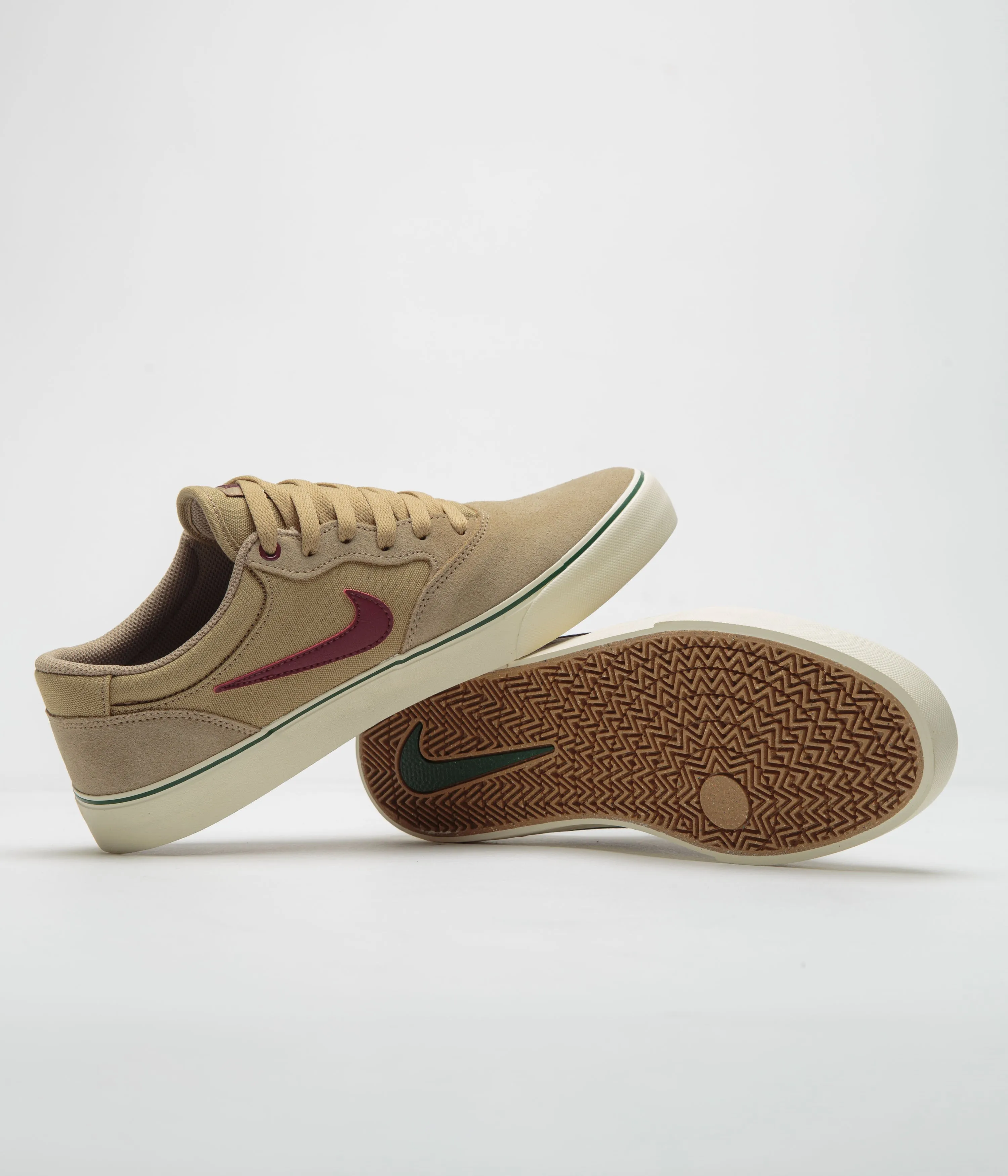 Nike SB Chron 2 Shoes in Parachute Beige and Dark Team Red