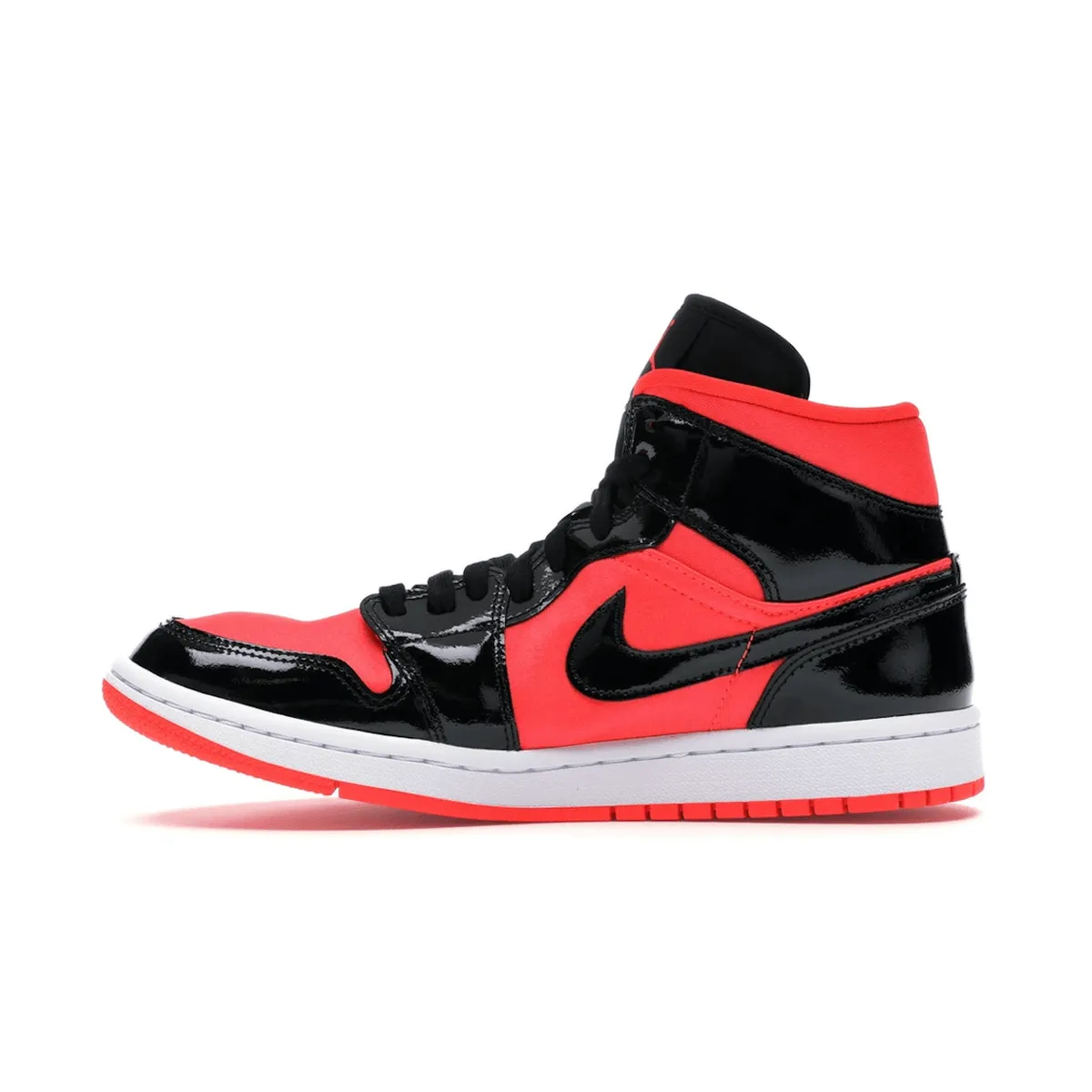 Stretchable Fabric Air Jordan 1 Mid Hot Punch Black