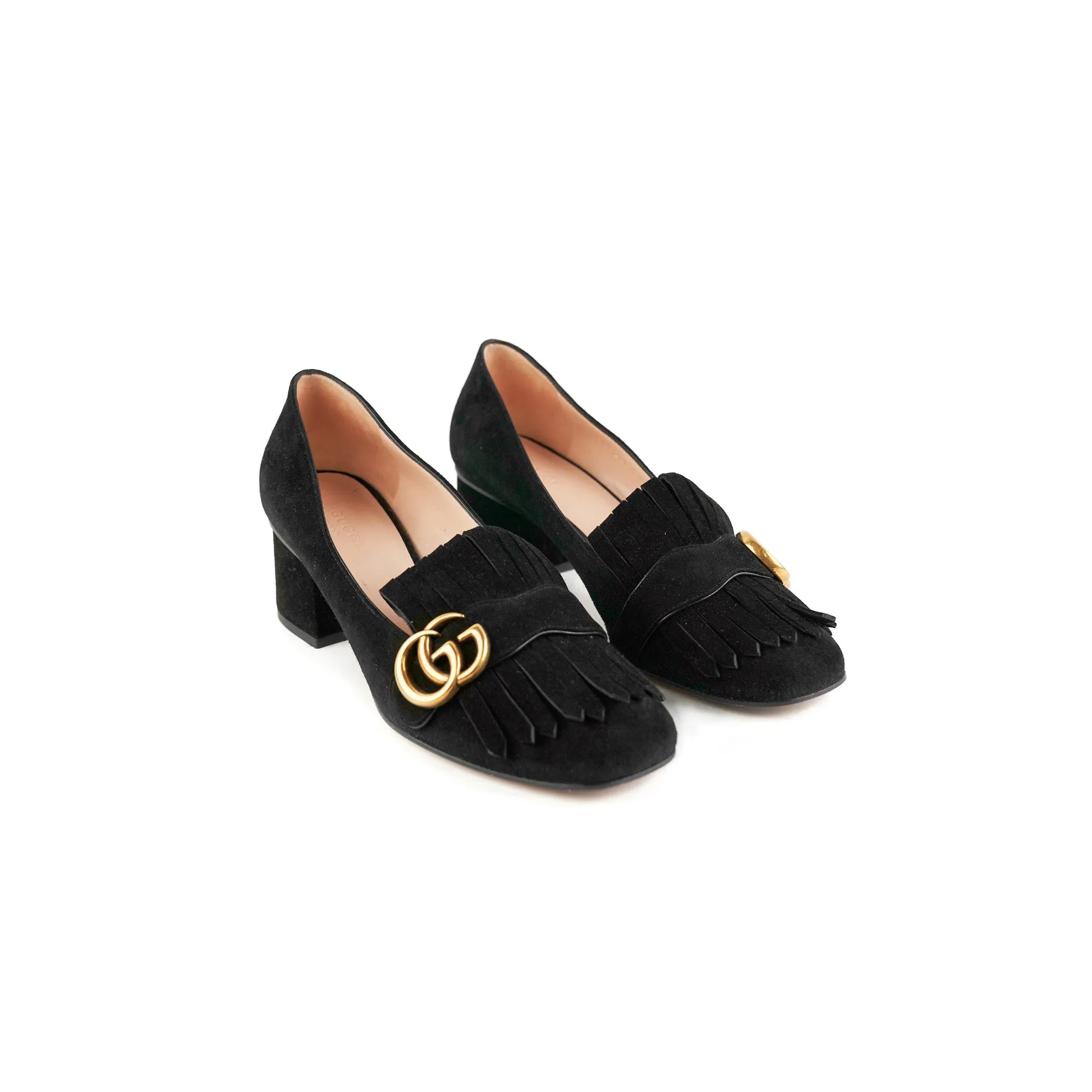 Stretchable Gucci Marmont Black Suede Heels Size 38