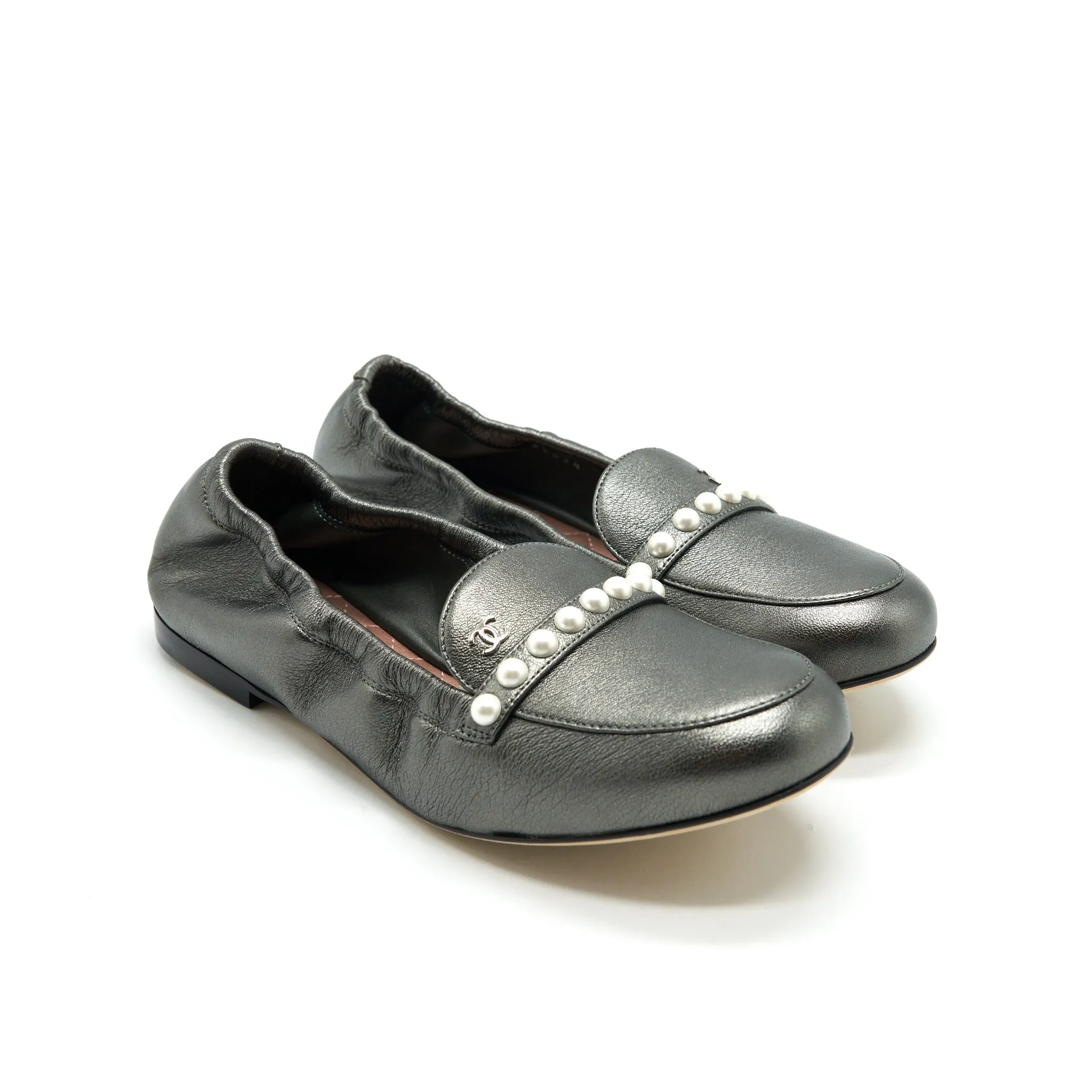 Stride-Control Chanel Lambskin Ballet Flat Shoes Size 36.5