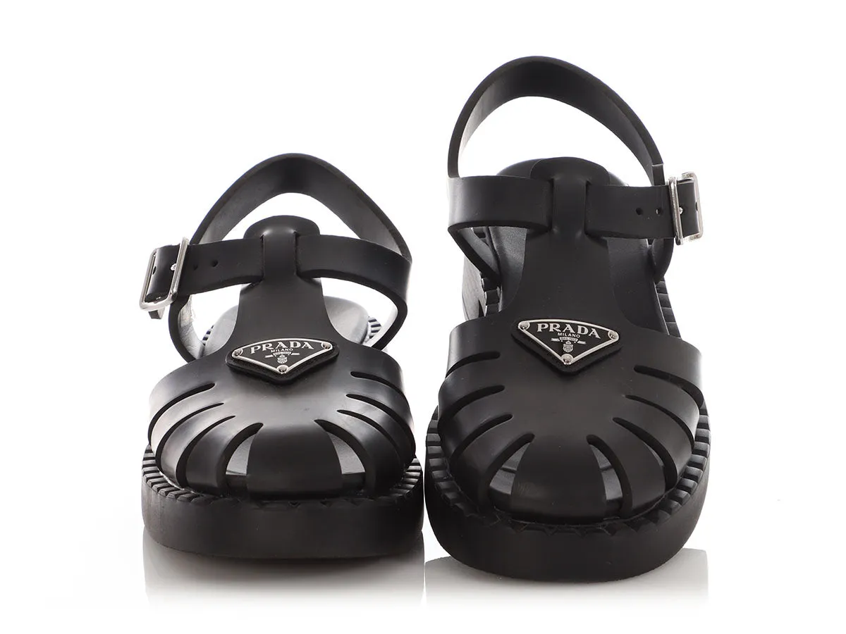 Stunning Luxe Sandals Prada Black Foam Rubber Sandals