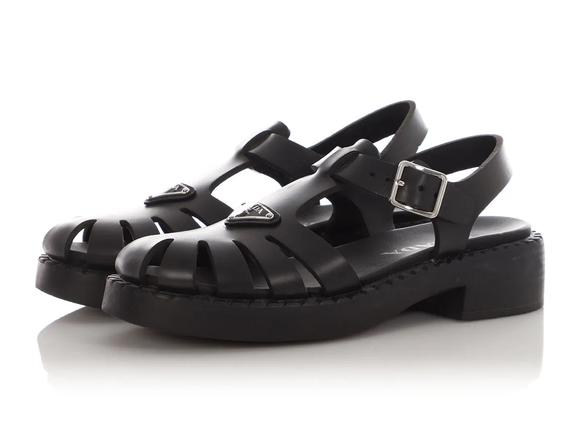 Stunning Luxe Sandals Prada Black Foam Rubber Sandals