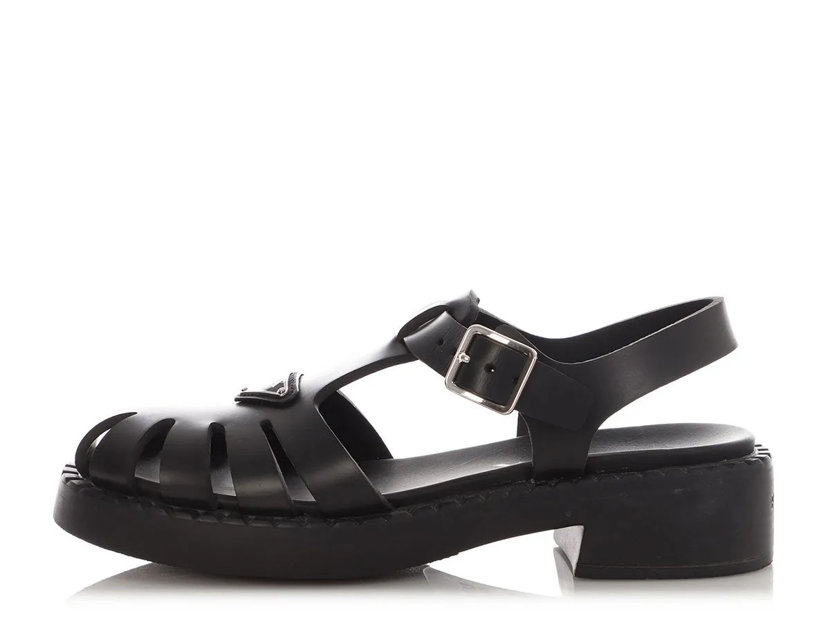 Stunning Luxe Sandals Prada Black Foam Rubber Sandals